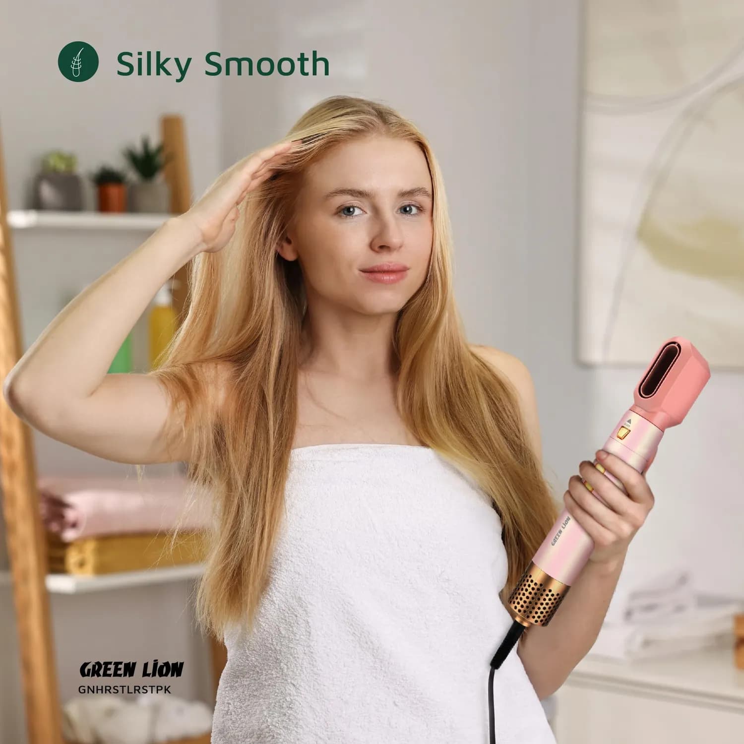 Green Lion Hair Styler Set - 5-in-1, 1000W, Pink — Black 3