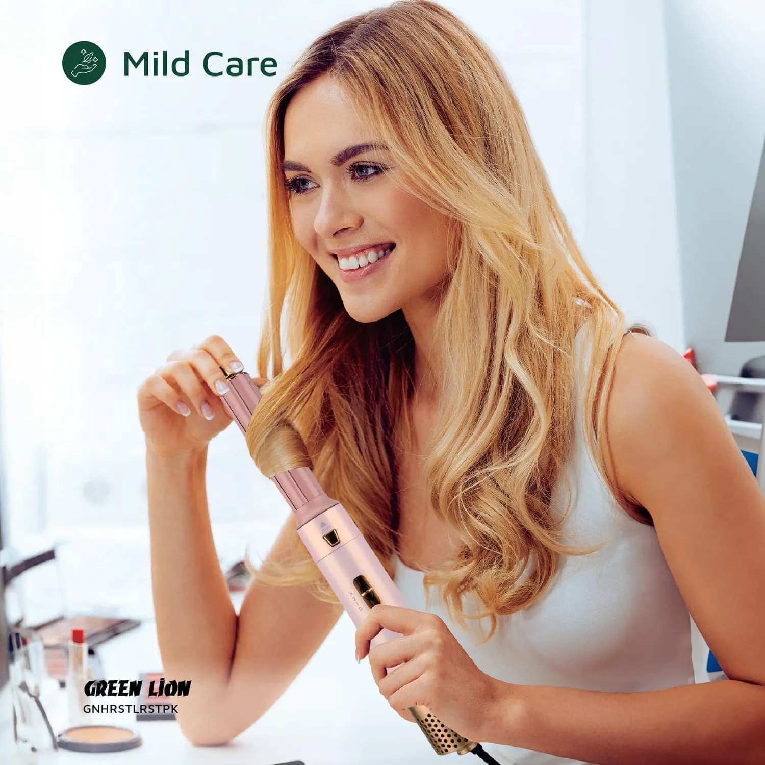 Green Lion Hair Styler Set - 5-in-1, 1000W, Pink — Black 4