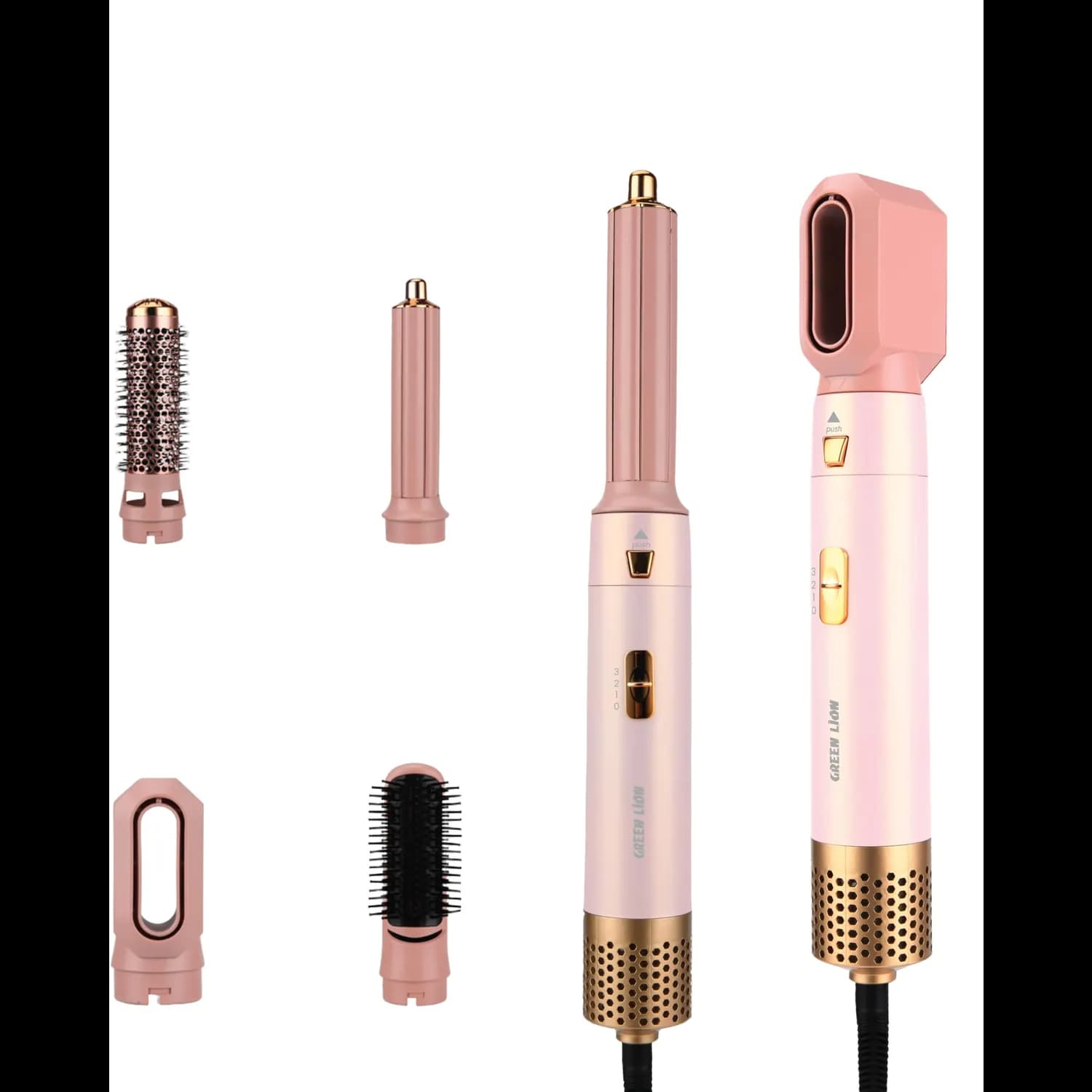 Green Lion Hair Styler Set - 5-in-1, 1000W, Pink — Black 2