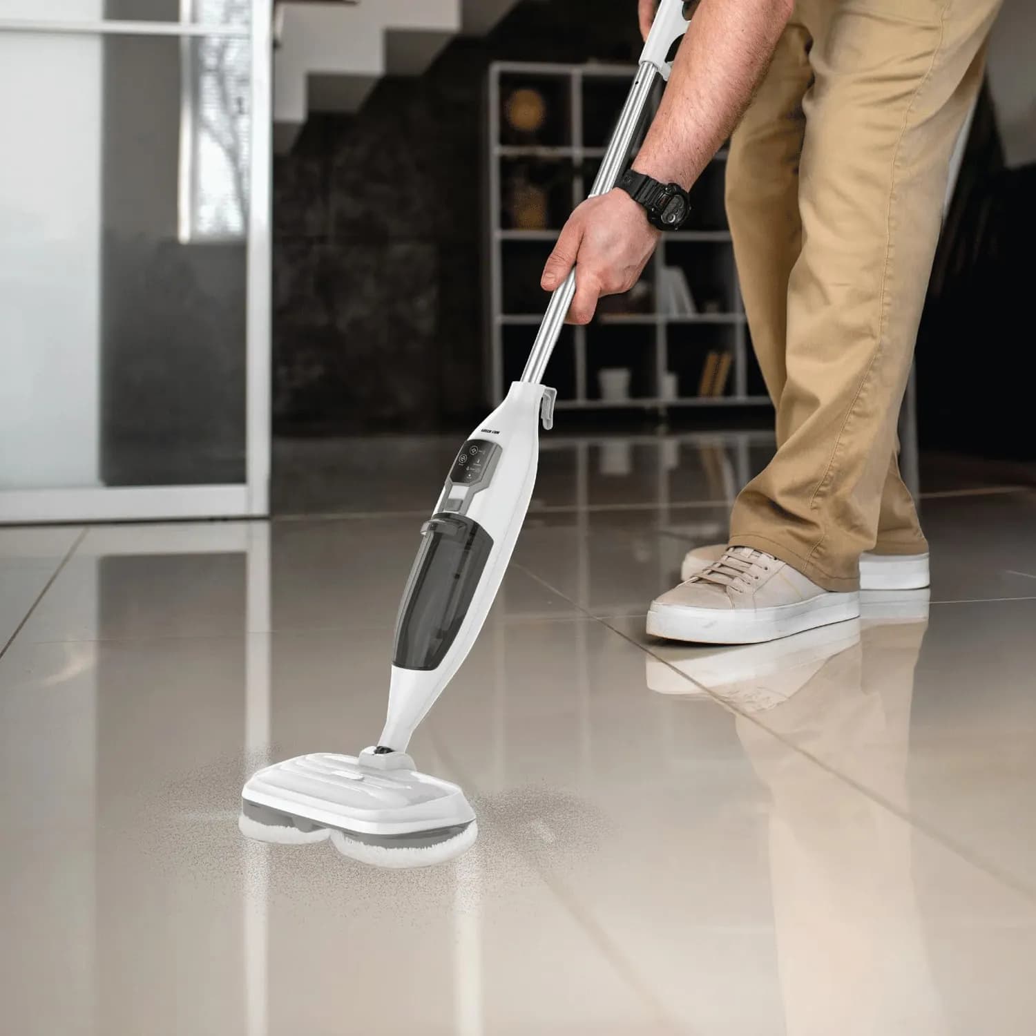 Green Lion Hydro Mop 3X - 1300W Rotary Steam Mop, White 2