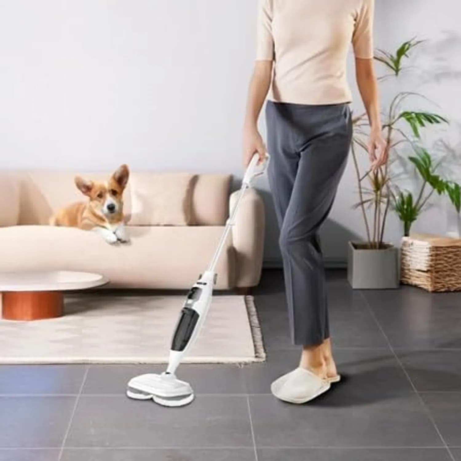 Green Lion Hydro Mop 3X - 1300W Rotary Steam Mop, White 3