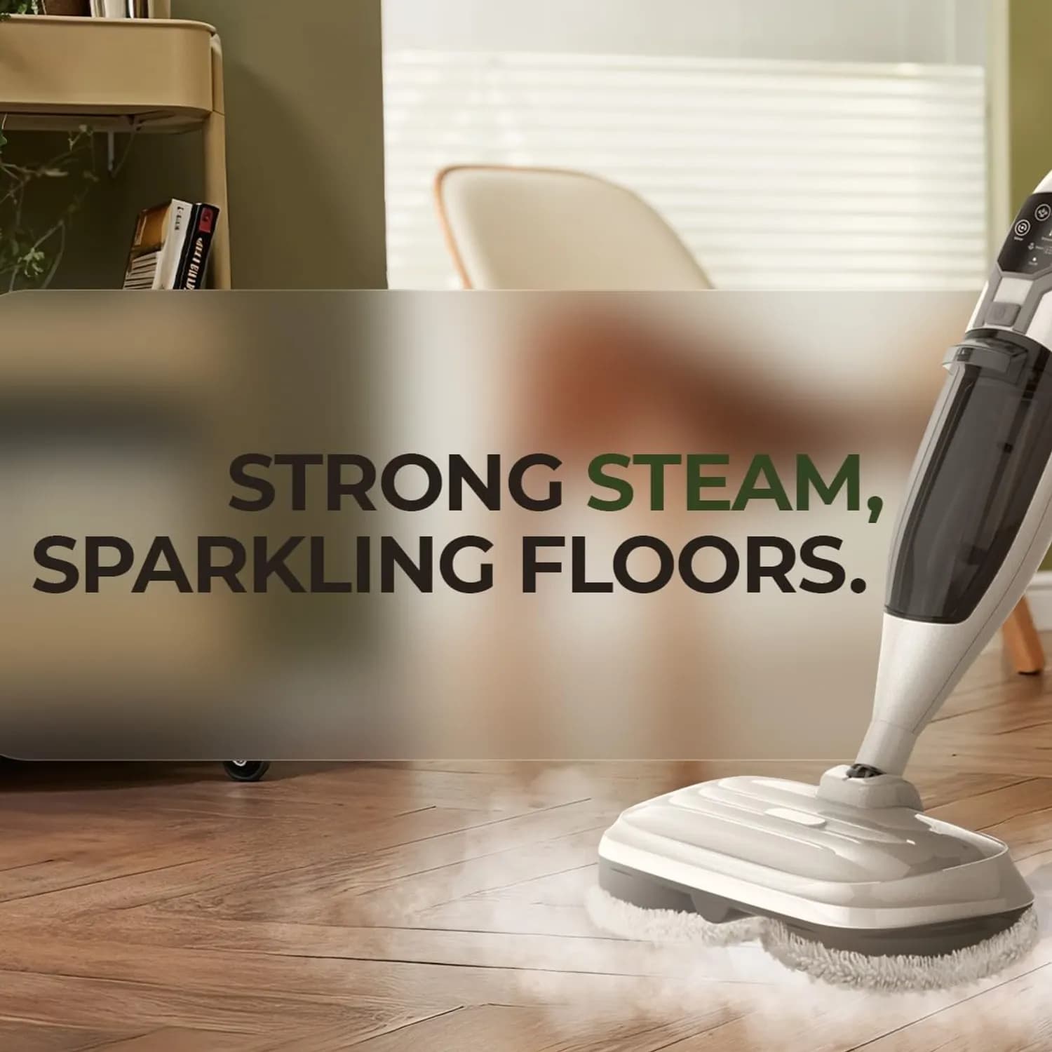 Green Lion Hydro Mop 3X - 1300W Rotary Steam Mop, White 4