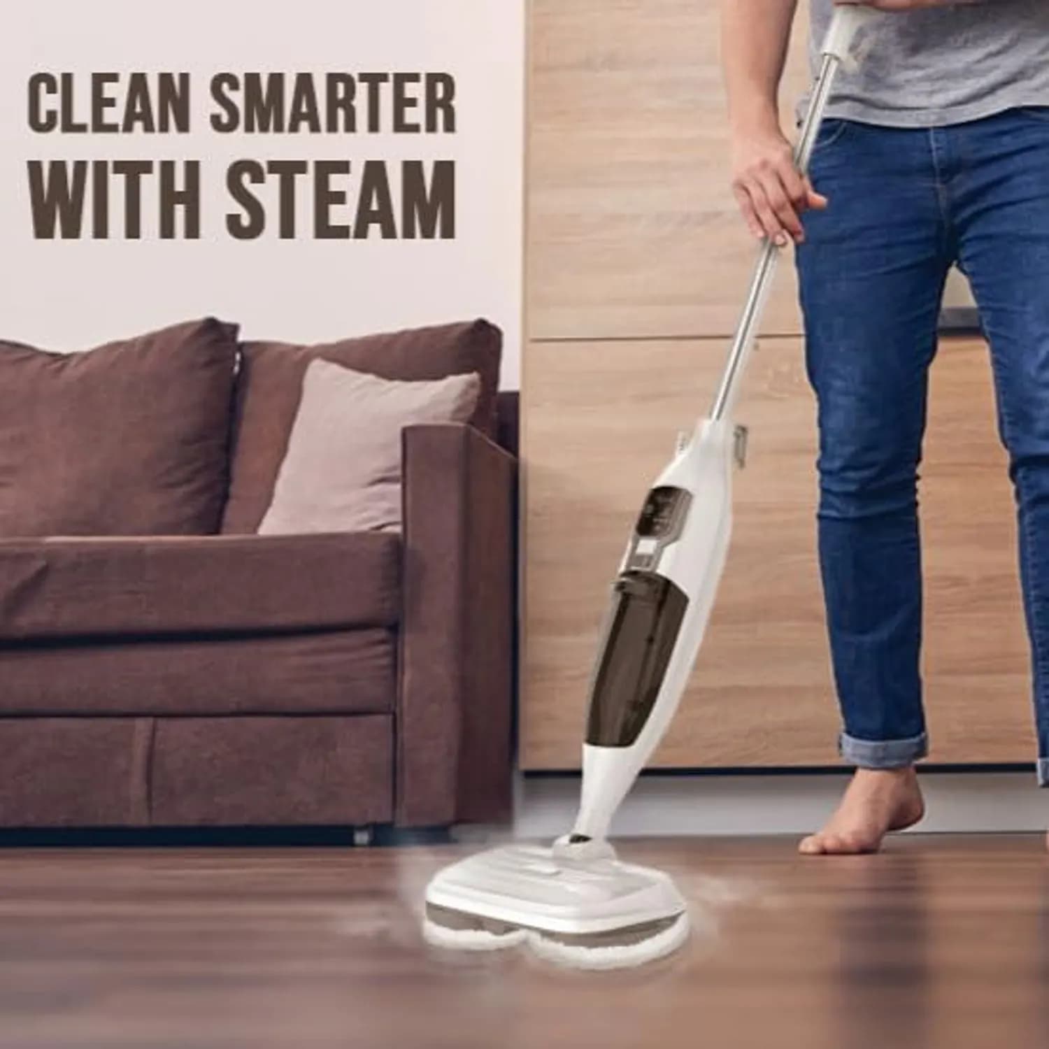 Green Lion Hydro Mop 3X - 1300W Rotary Steam Mop, White 5