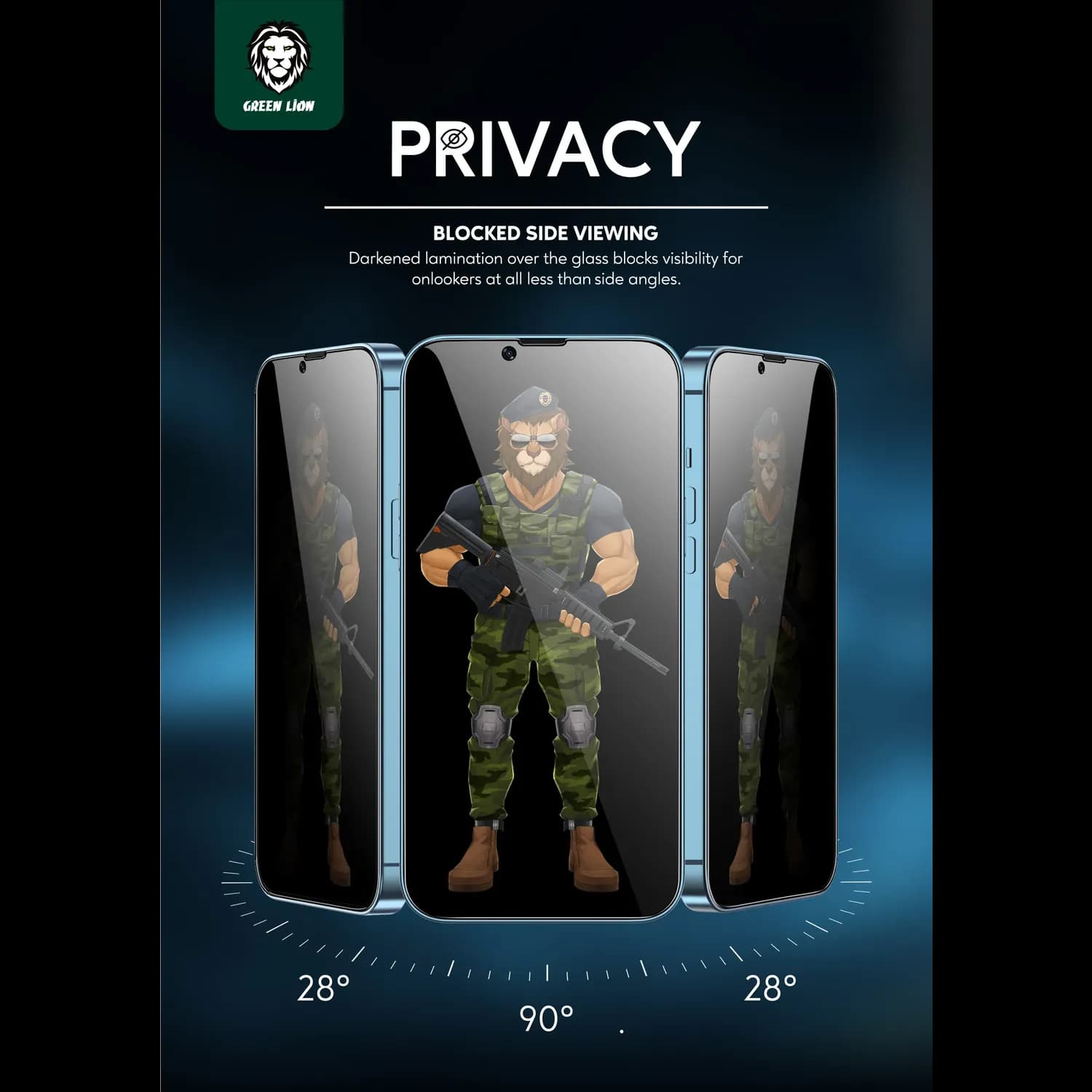 Green Lion Privacy Screen Protector for iPhone 12 Pro Max - Tempered Glass, Black 3