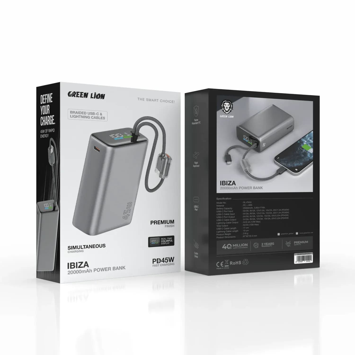 Green Lion Power Bank IBIZA - 20000mAh 45W, Grey 3