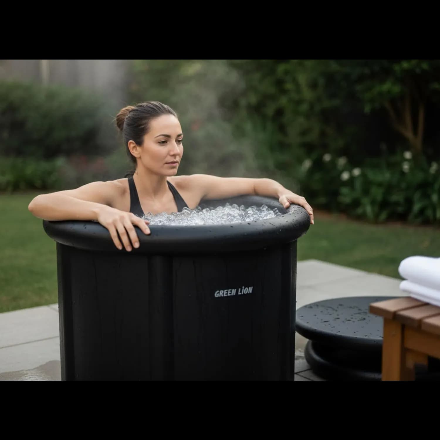 Green Lion Ice Bath Tub - Portable Foldable, Black 2