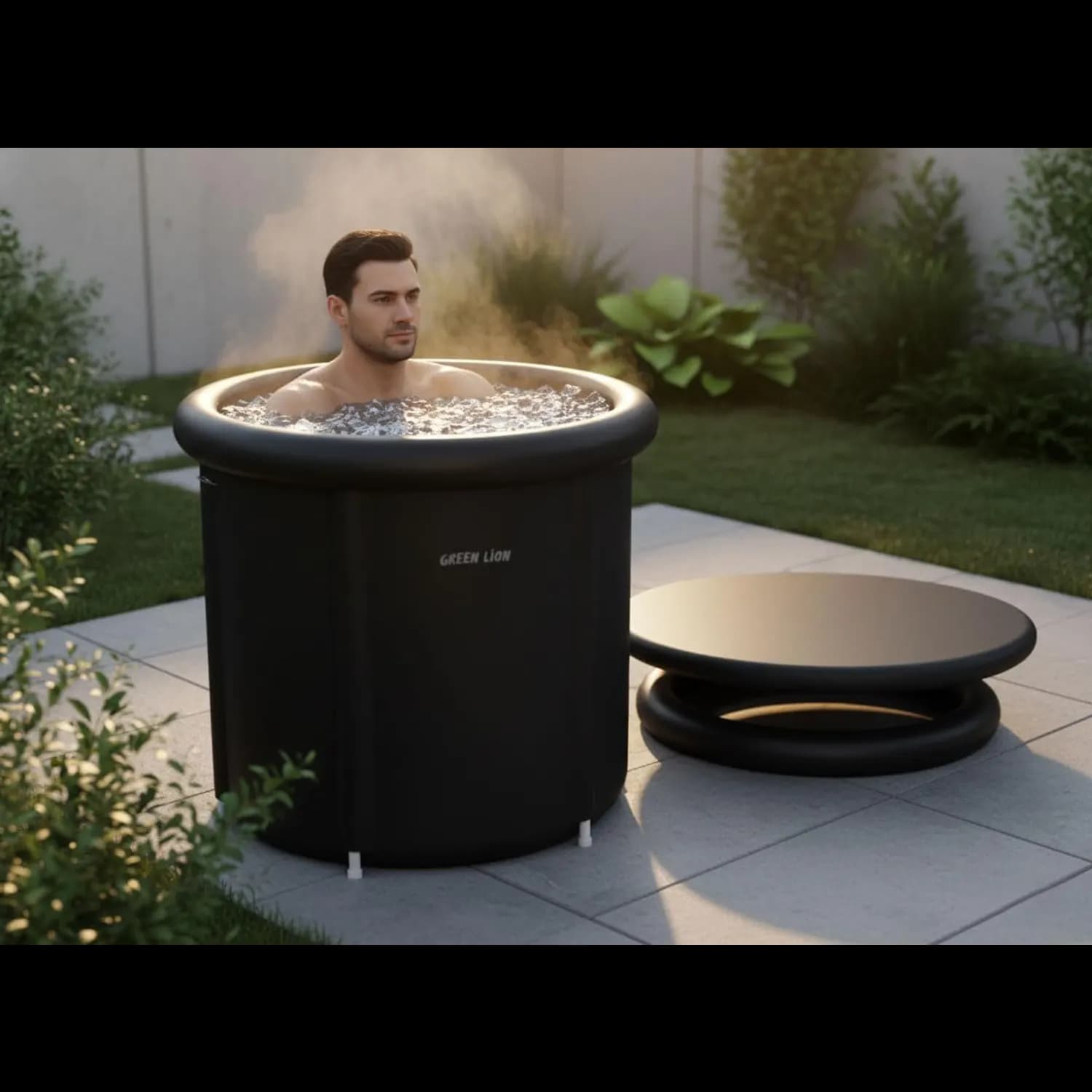Green Lion Ice Bath Tub - Portable Foldable, Black 3