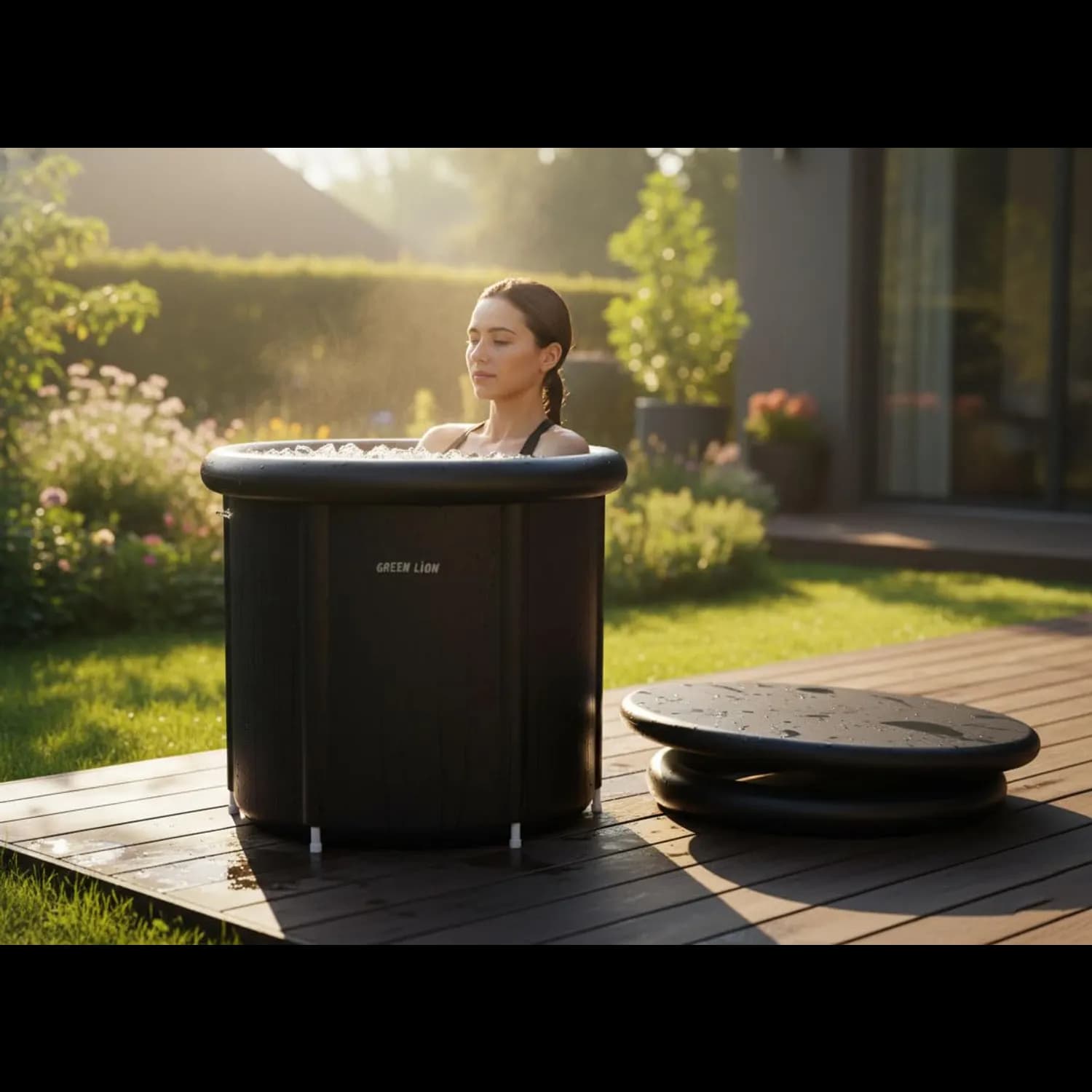 Green Lion Ice Bath Tub - Portable Foldable, Black 4