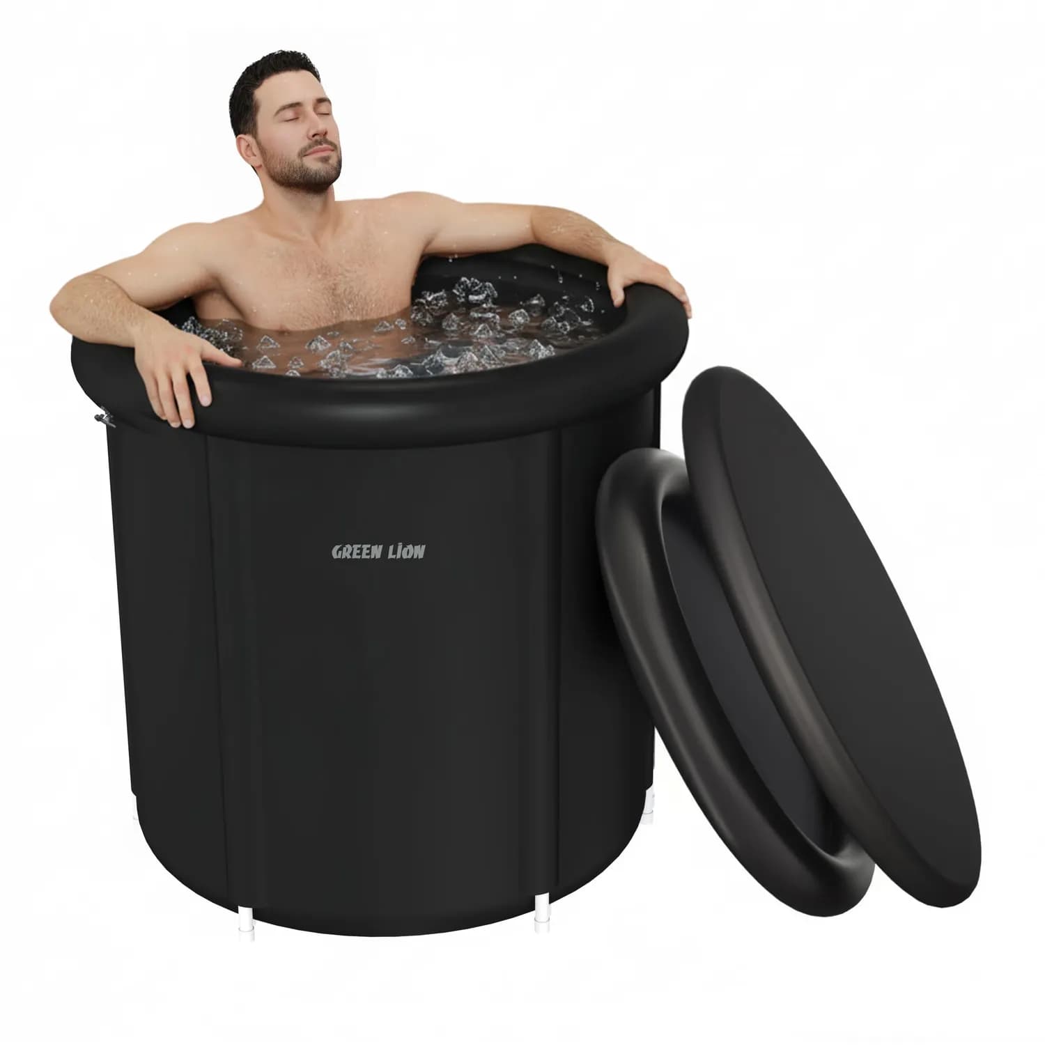 Green Lion Ice Bath Tub - Portable Foldable, Black 1