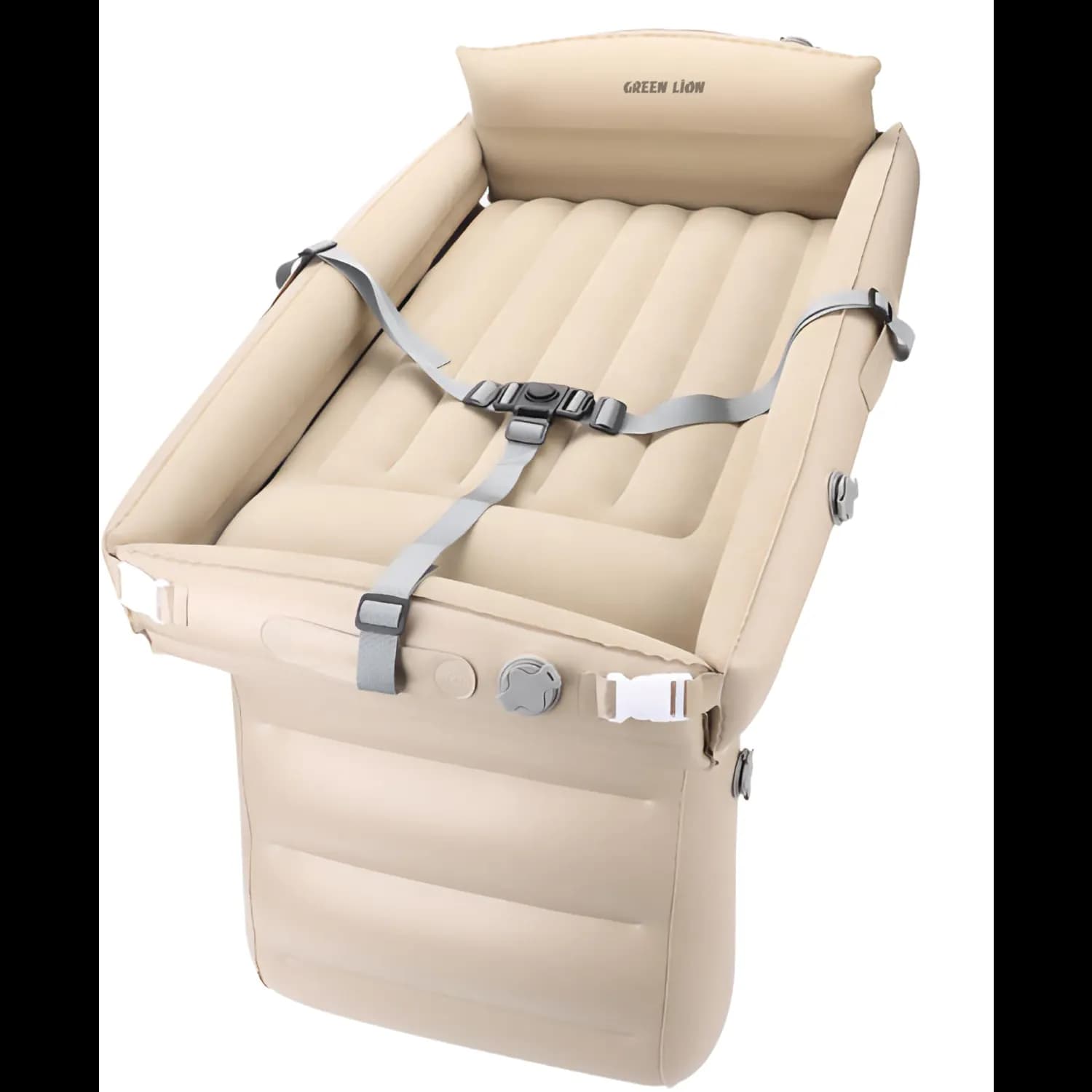 Green Lion Inflatable Toddler Travel Bed - Built-in Pillow, Beige 5