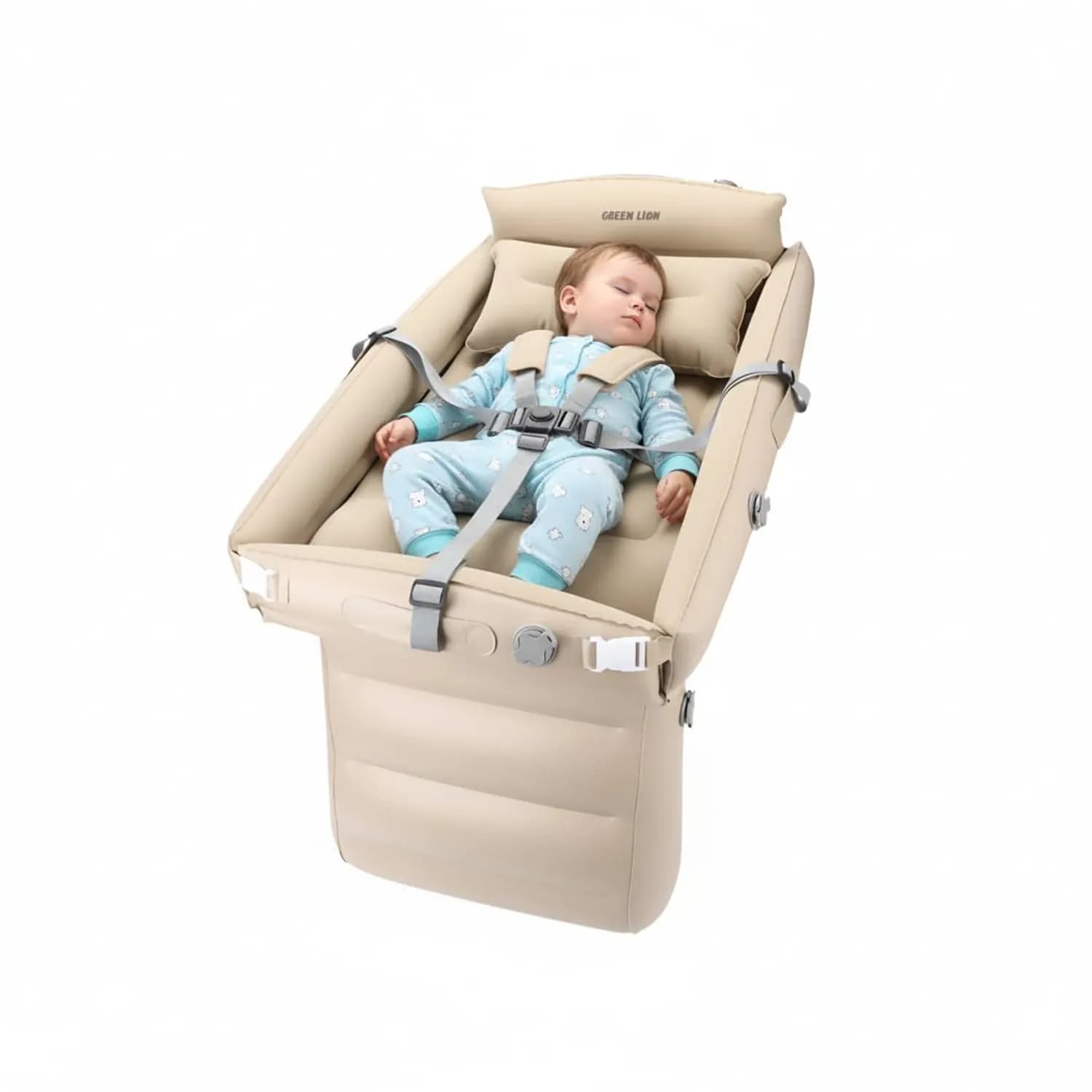 Green Lion Inflatable Toddler Travel Bed - Built-in Pillow, Beige 1 Green Lion Inflatable Toddler Travel Bed - Built-in Pillow, Beige 1