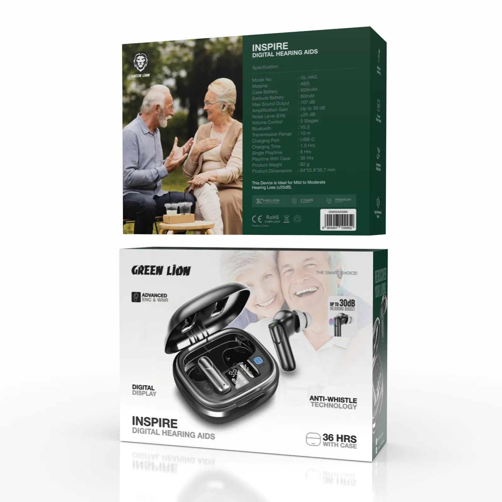 Green Lion Inspire Digital Hearing Aids - Black 2