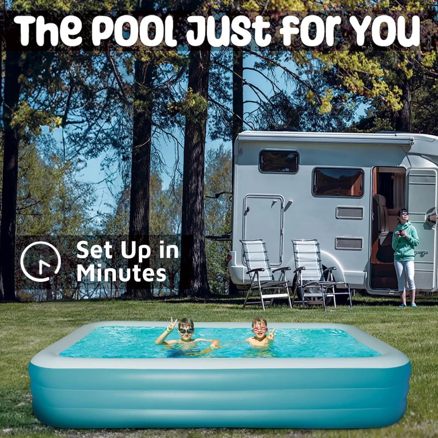 Green Lion Inflatable Swimming Pool - 880L, Blue 4