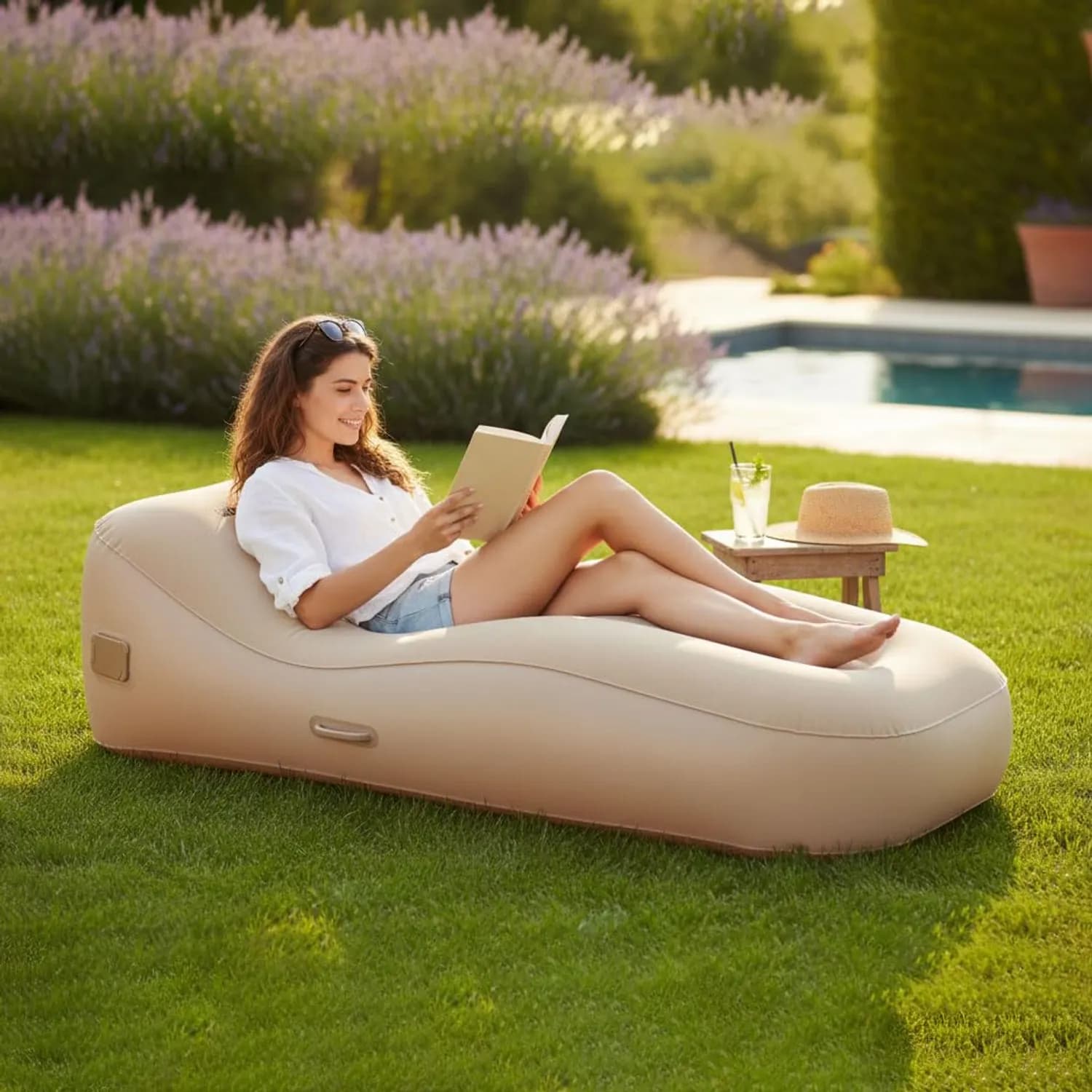 Green Lion Inflatable Mattress - Fast Inflation, Beige 2