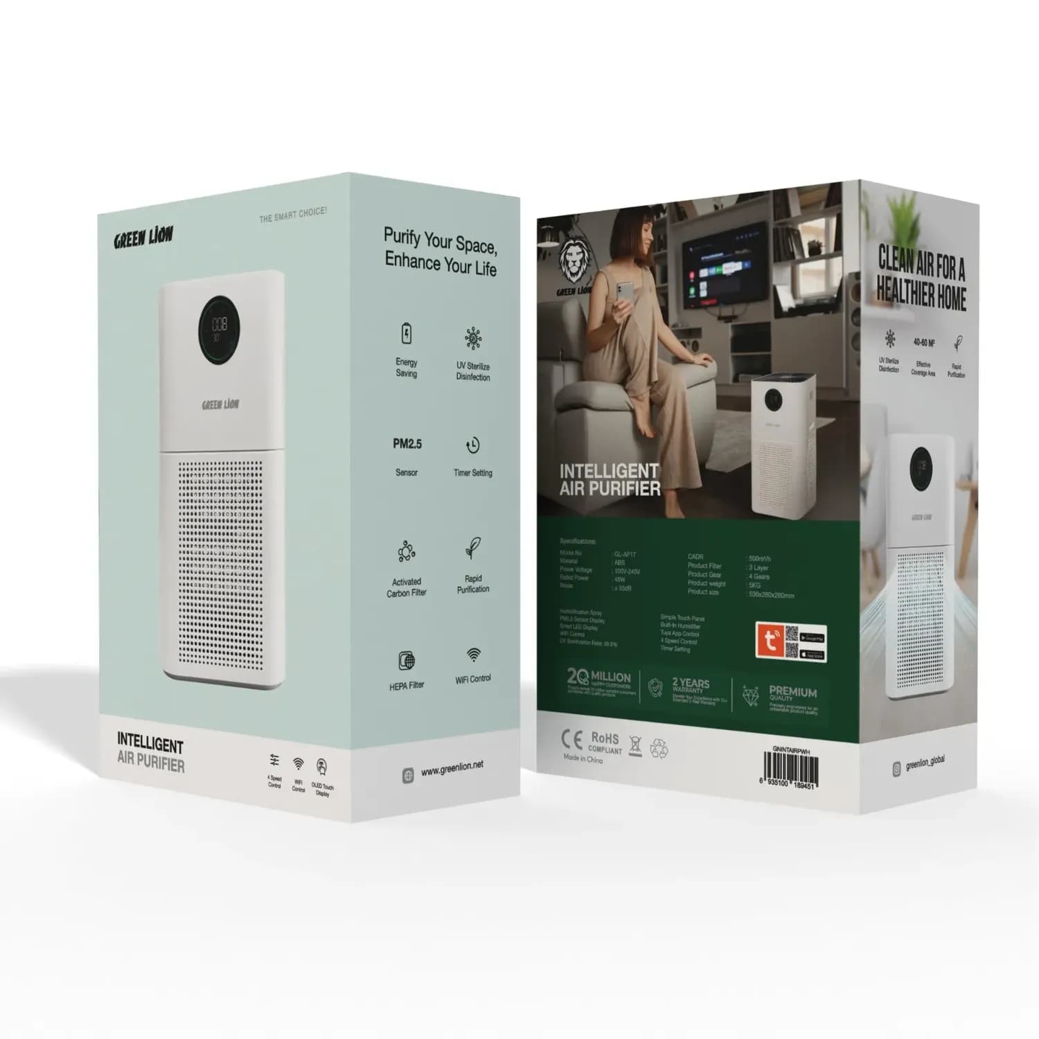 Green Lion Air Purifier - HEPA Filter, White 5