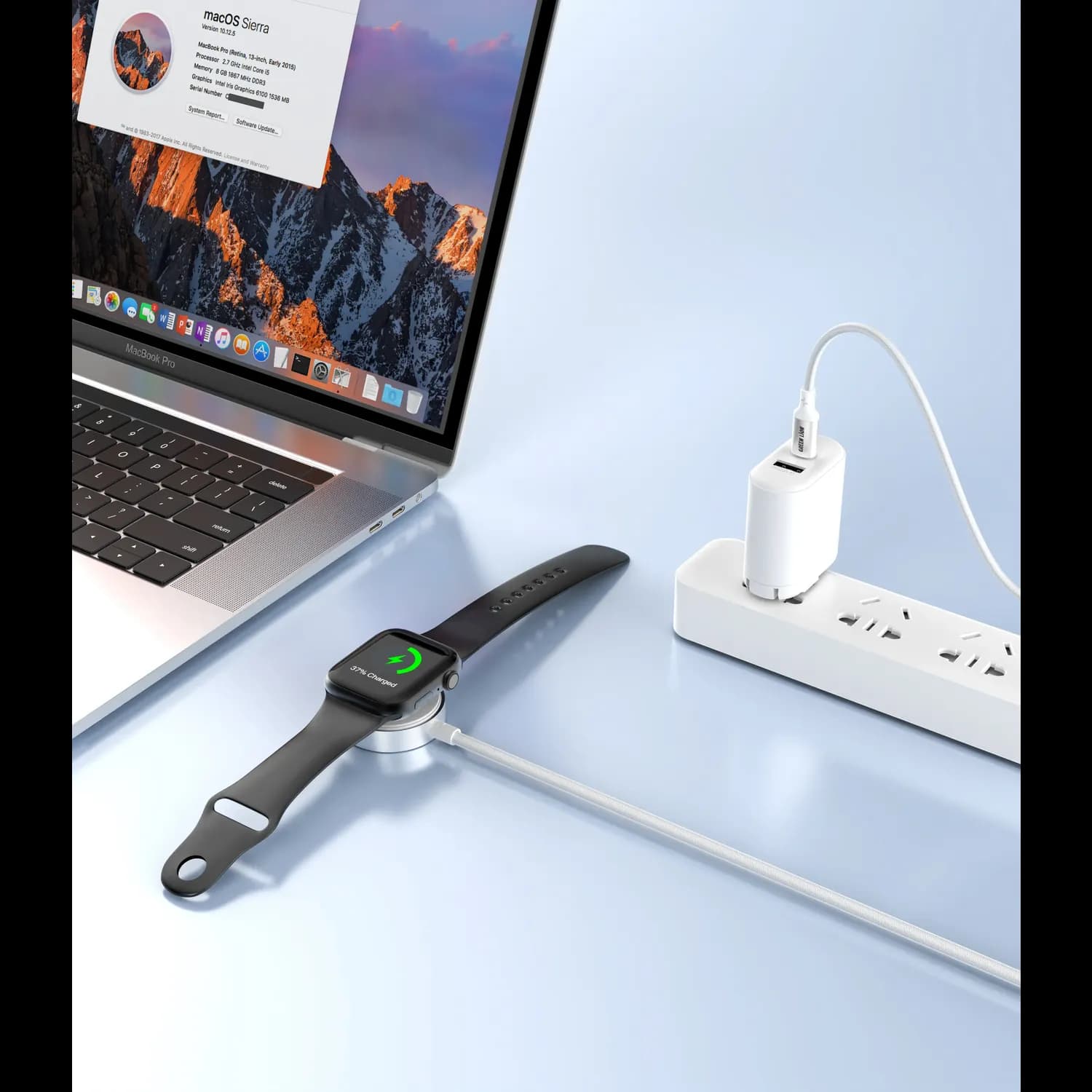 Green Lion Magnetic Charging Cable for Apple Watch - USB-C, Fast Charge, White 2