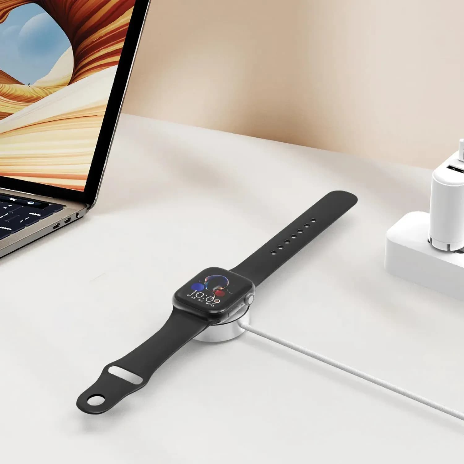 Green Lion Magnetic Charging Cable for Apple Watch - USB-C, Fast Charge, White 3