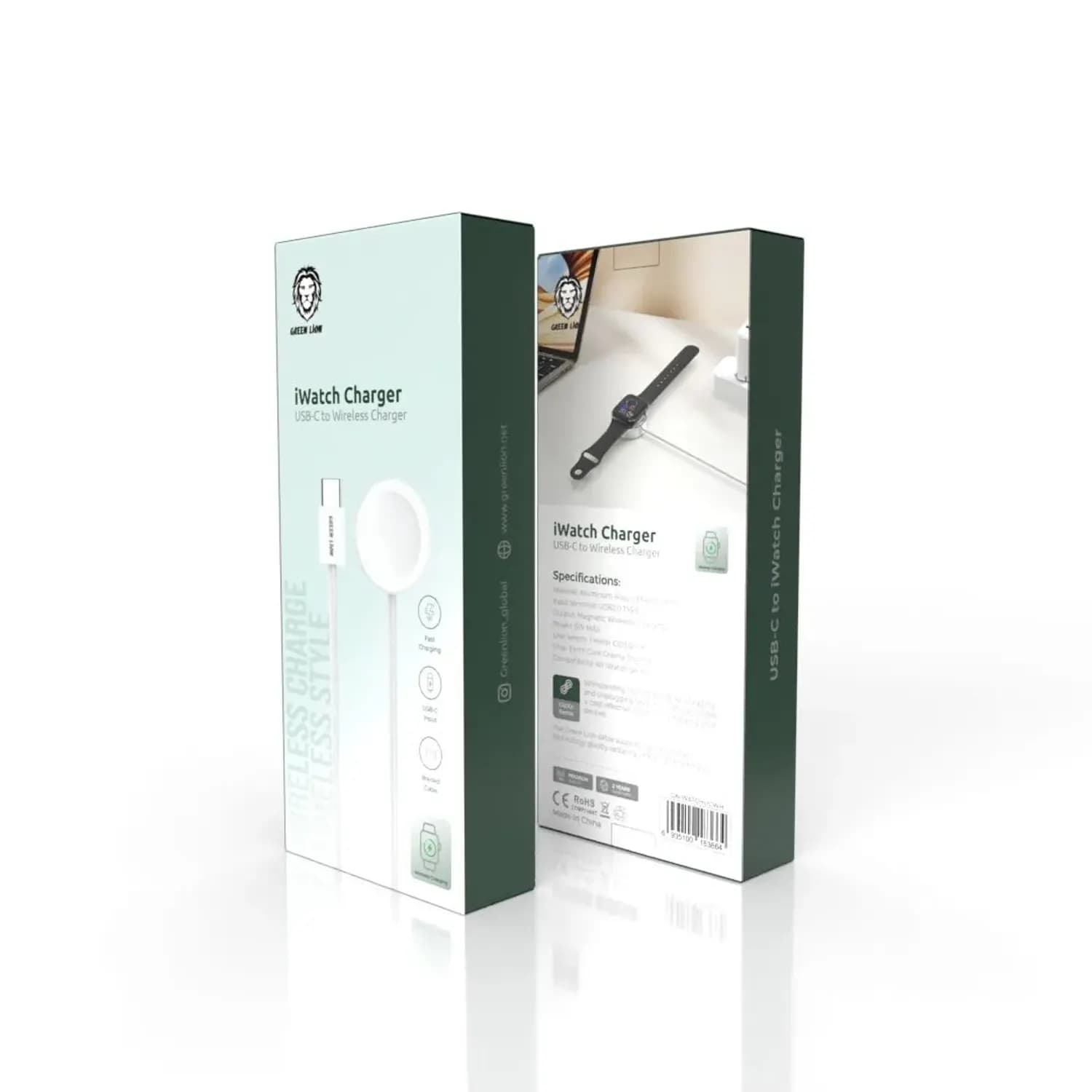 Green Lion Magnetic Charging Cable for Apple Watch - USB-C, Fast Charge, White 4