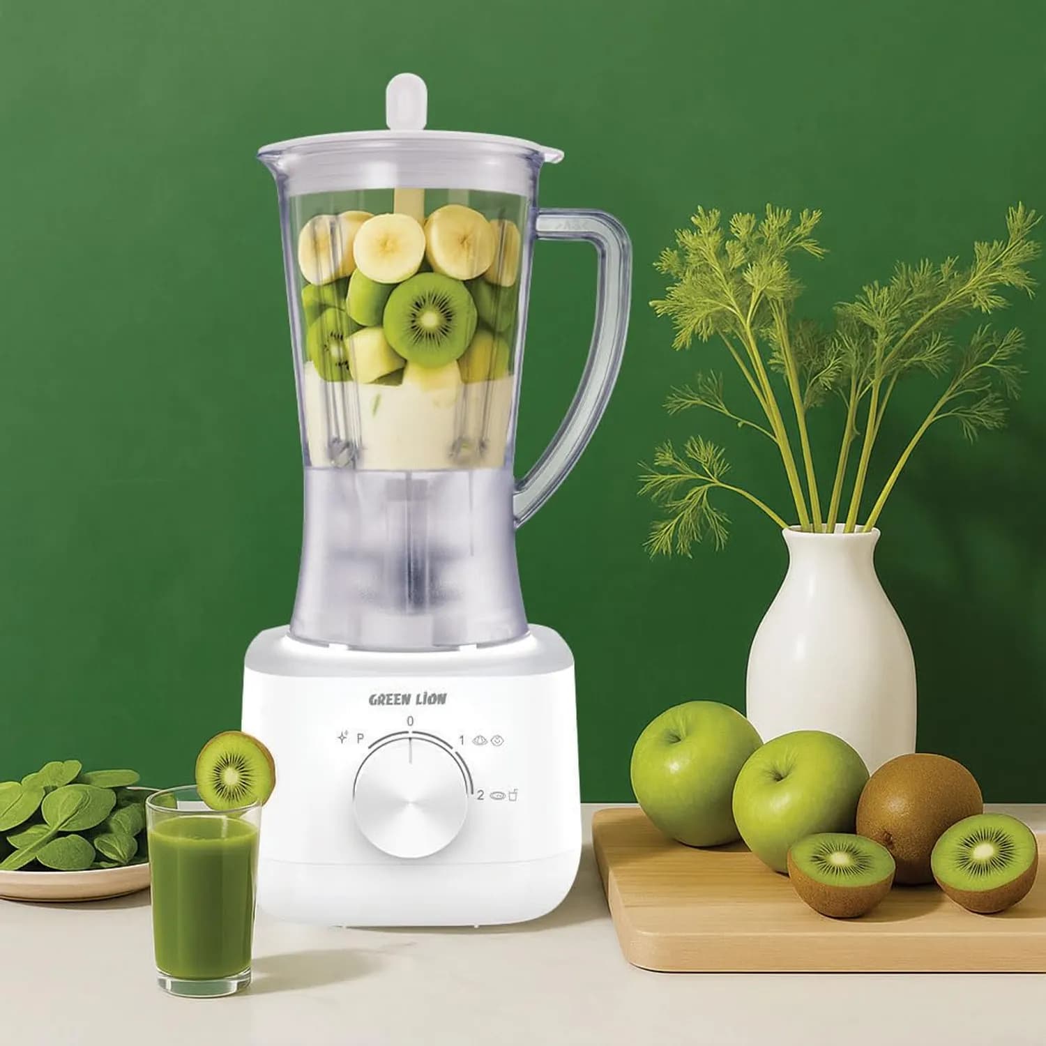 Green Lion Juice Blender & Grinder - 650W, 1L, White 2