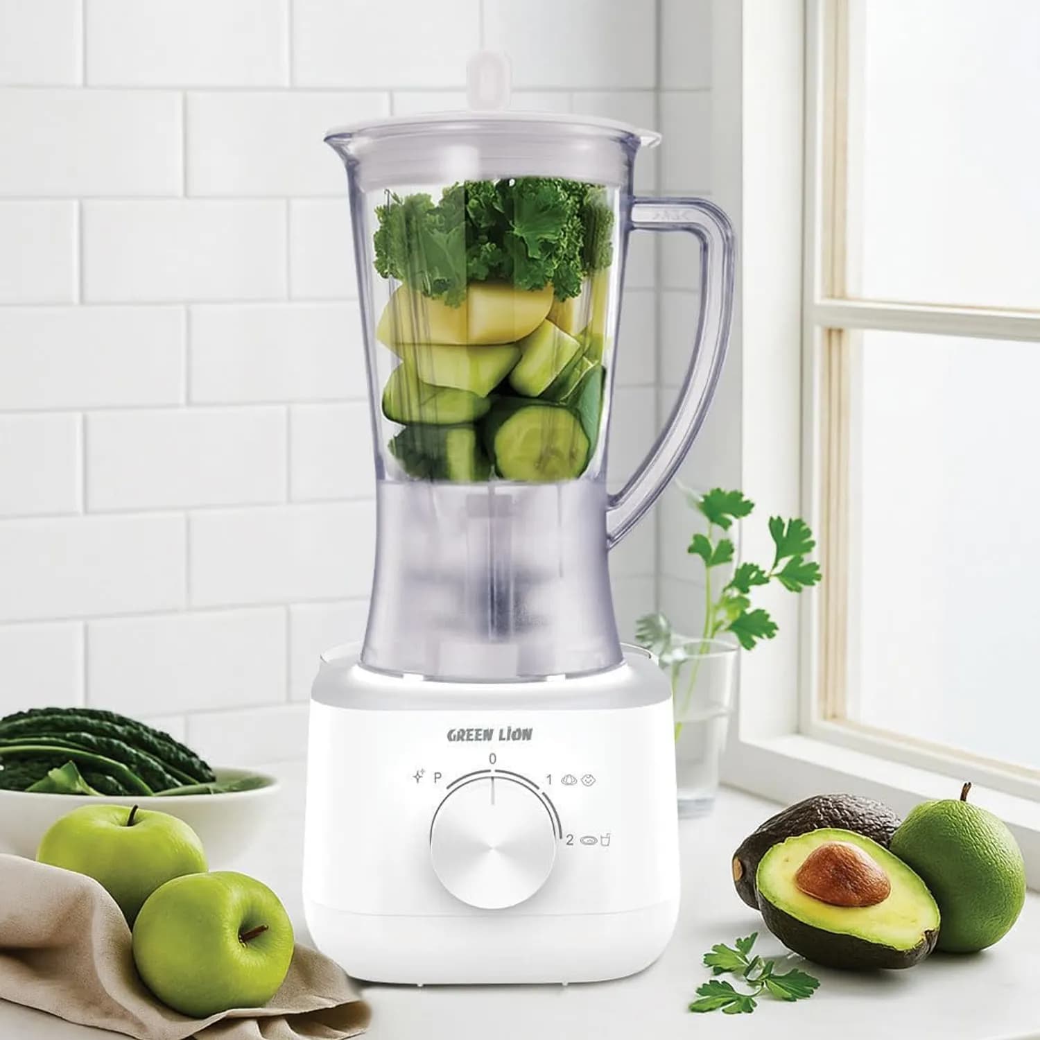 Green Lion Juice Blender & Grinder - 650W, 1L, White 3