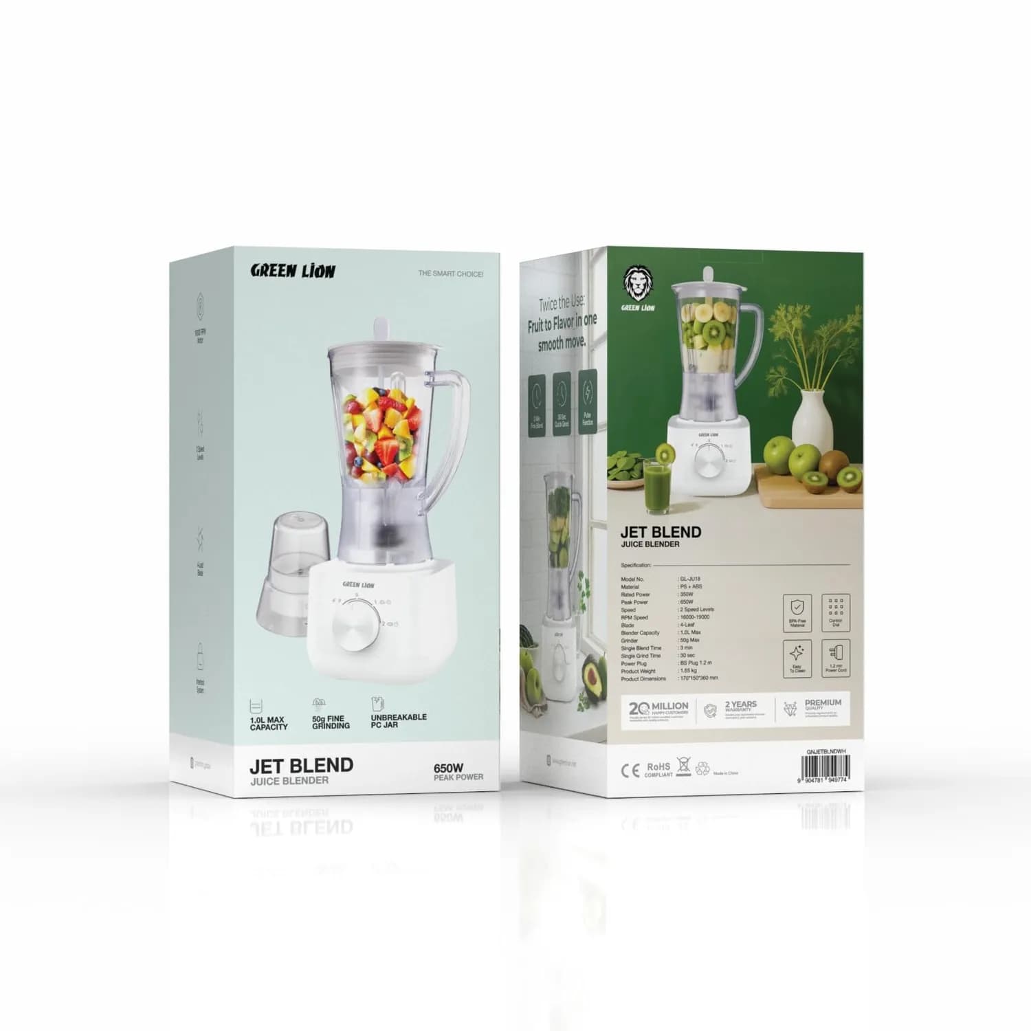 Green Lion Juice Blender & Grinder - 650W, 1L, White 4