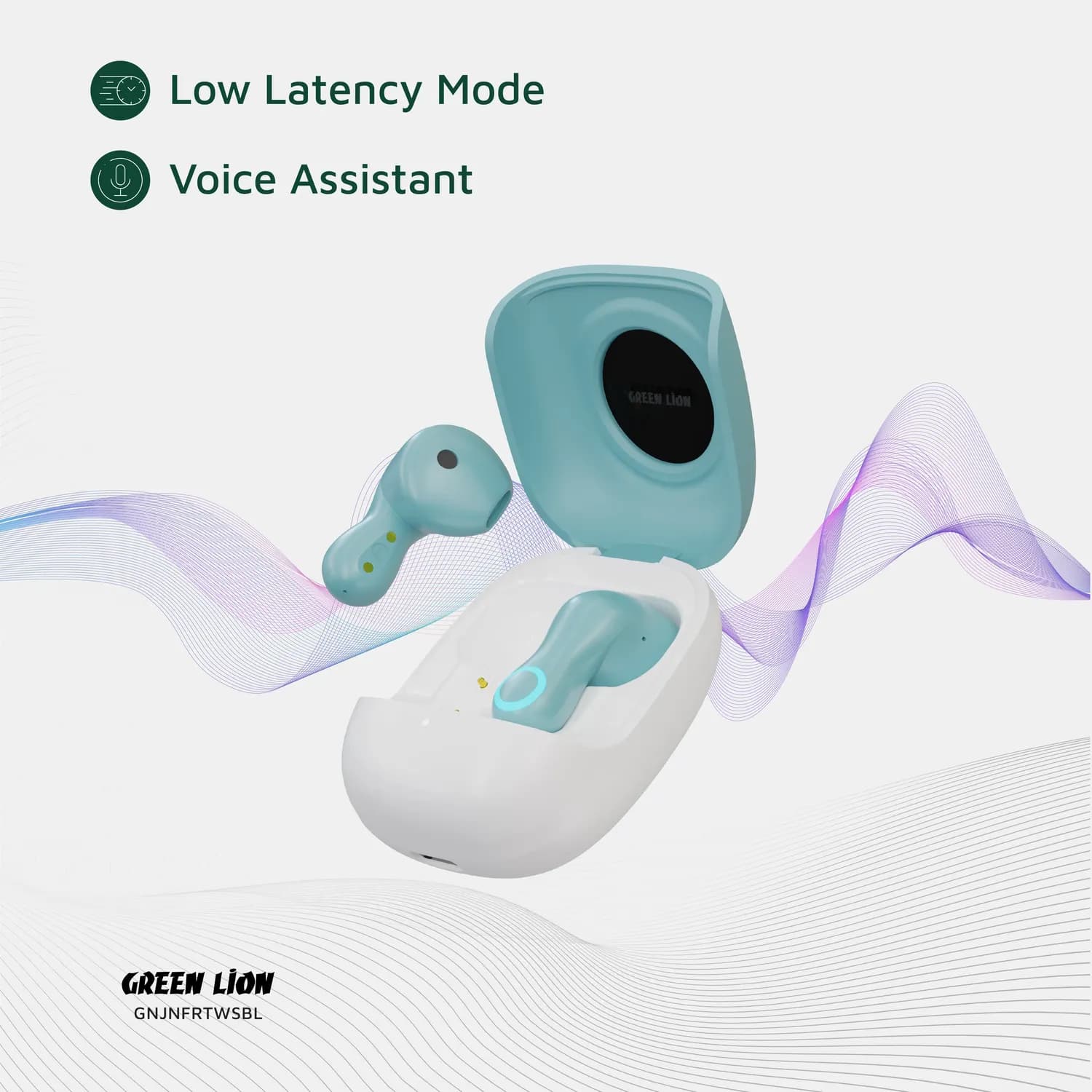 Green Lion Earbuds Jenifer GNJNFRTWS - True Wireless, Sky Blue 3