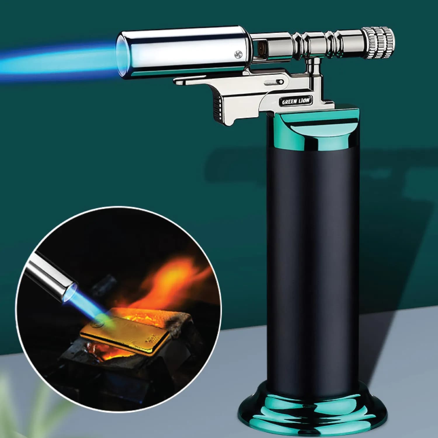 Green Lion Butane Torch - Adjustable Flame, Black 3
