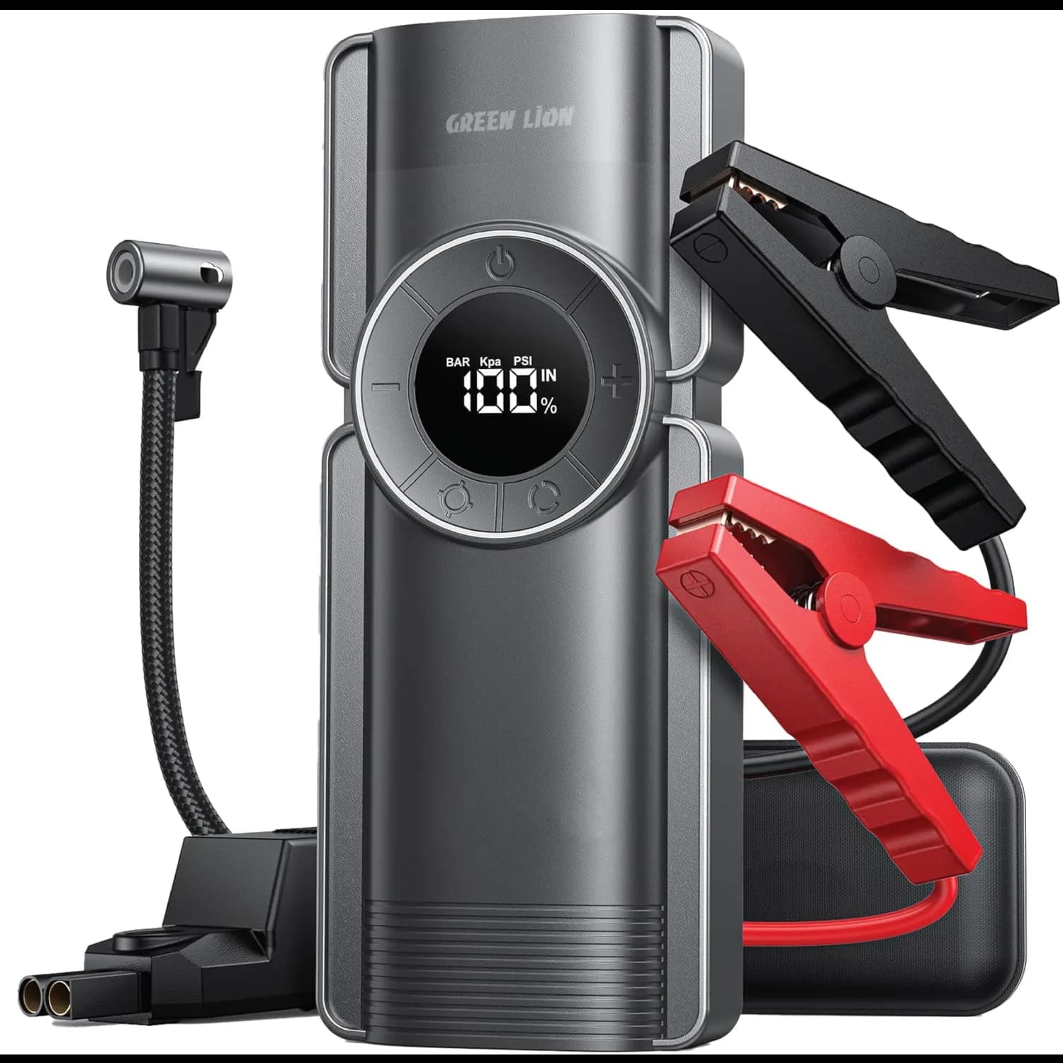 Green Lion Jump Starter - 4-in-1, 10000mAh, Air Compressor, Black 1