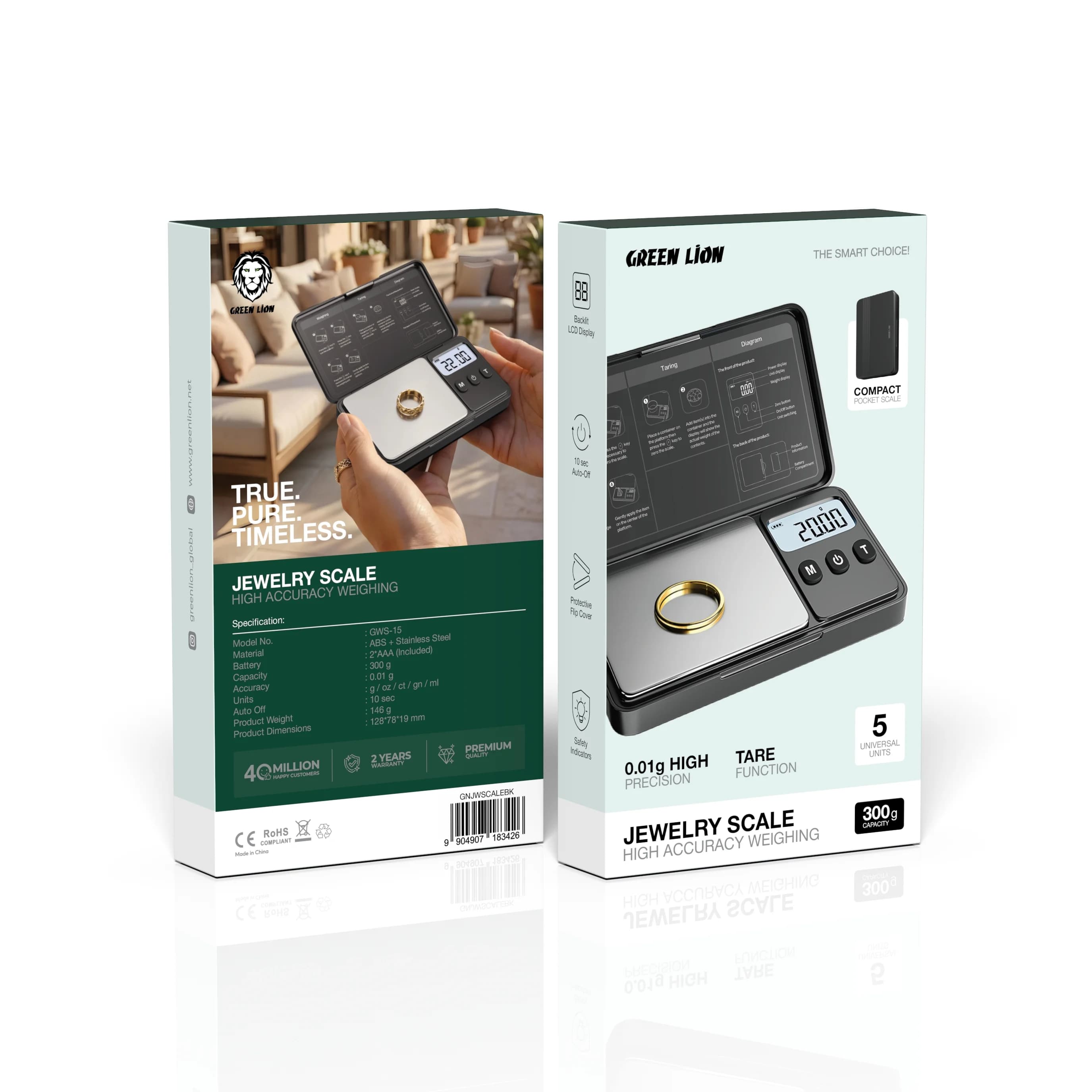 Green Lion Jewelry Scale GWS-15 - 300g Capacity, Black 3