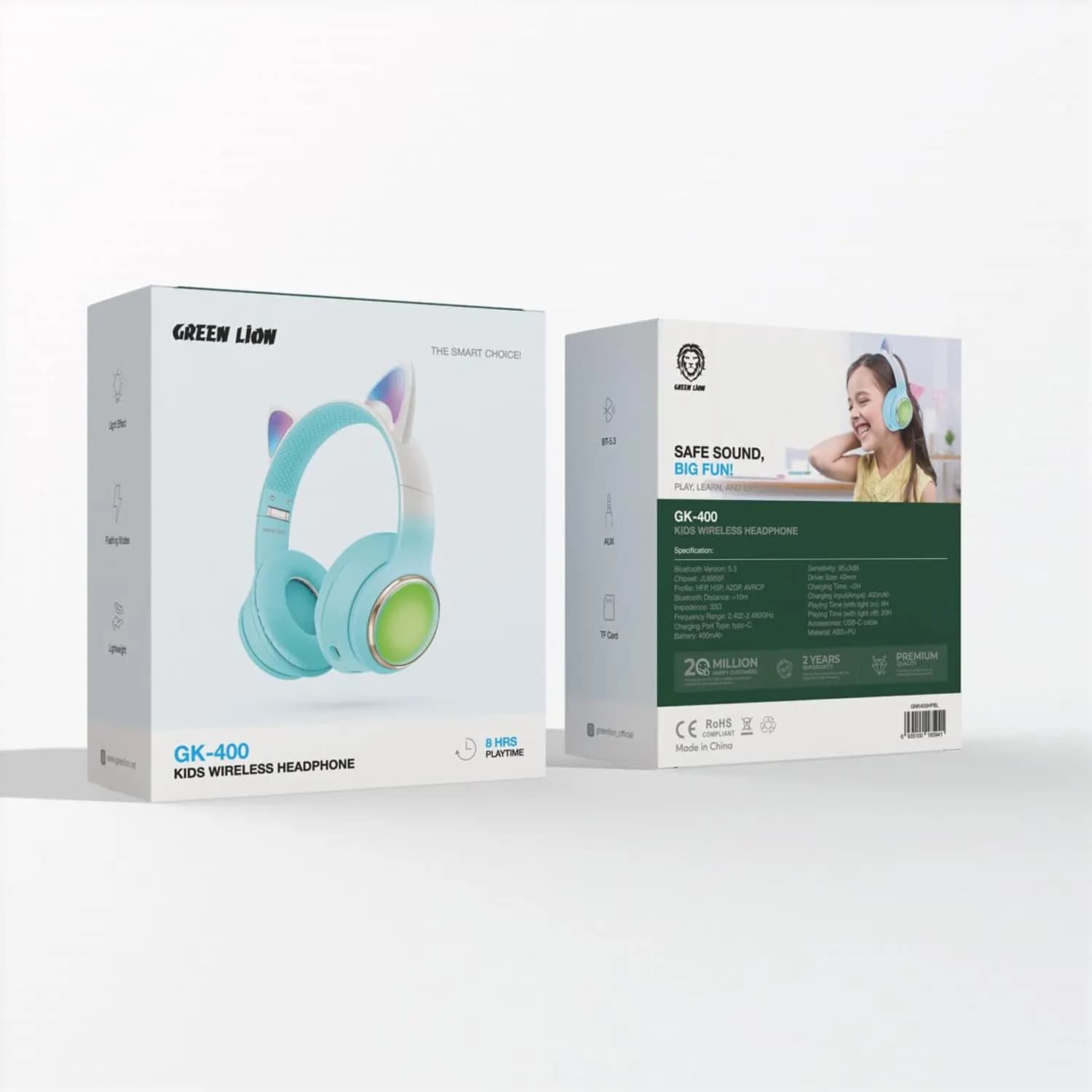 Green Lion Kids Wireless Headphone GNK400HP - BT 5.3, Blue 3