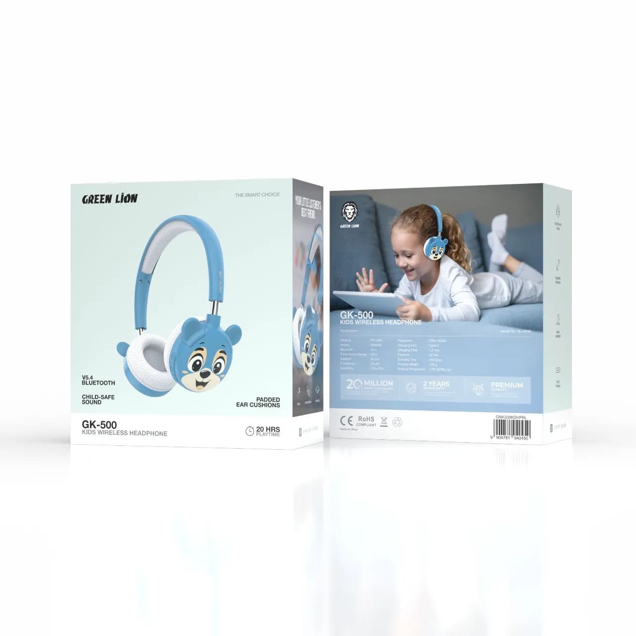 Green Lion GK-500 Kids Wireless Headphone — Blue 4