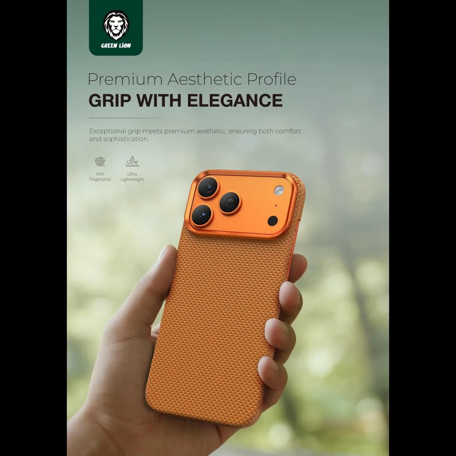 Green Lion Kevlar Case iPhone 17 Pro - Shock-Resistant, Orange 3