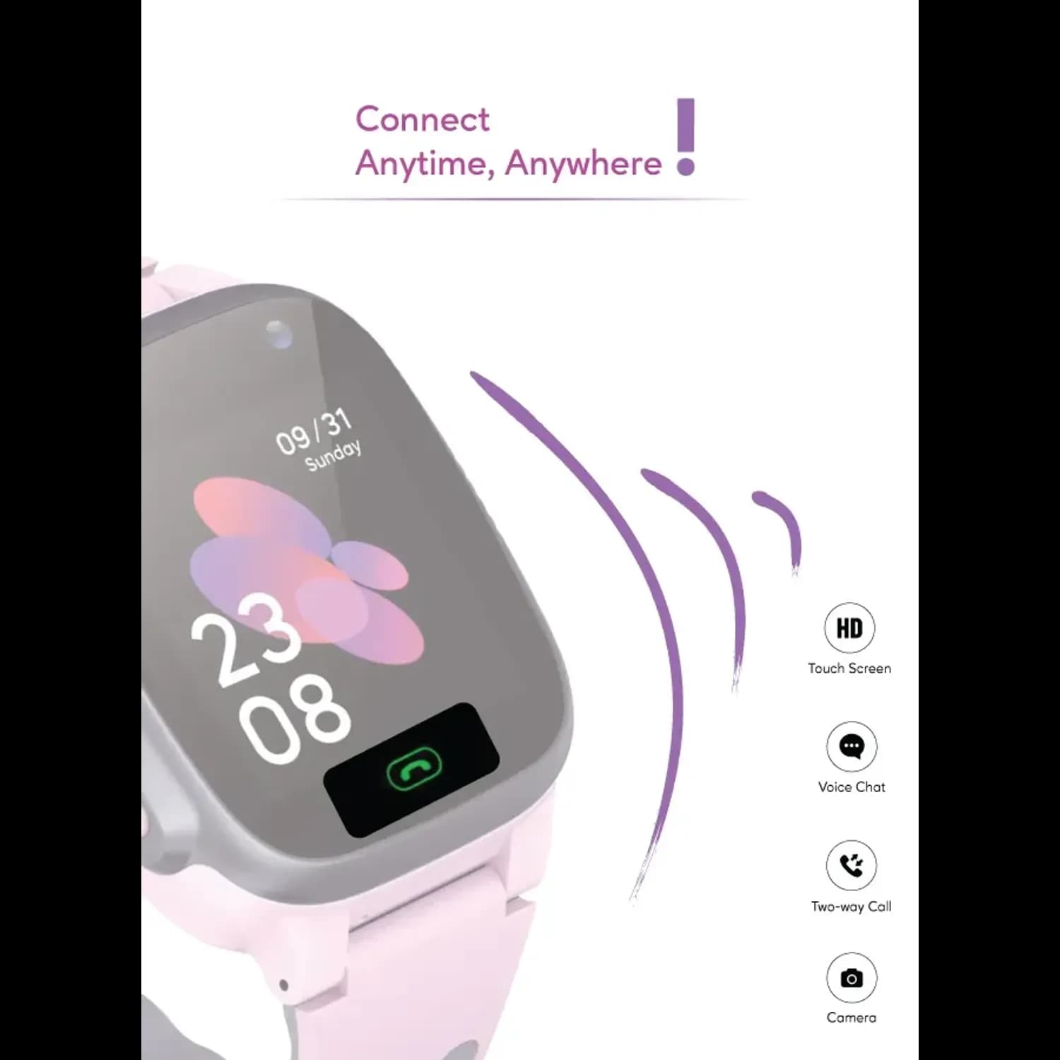 Green Lion Kids Smart Watch Series-1 - 1.44” HD Display, Pink 4