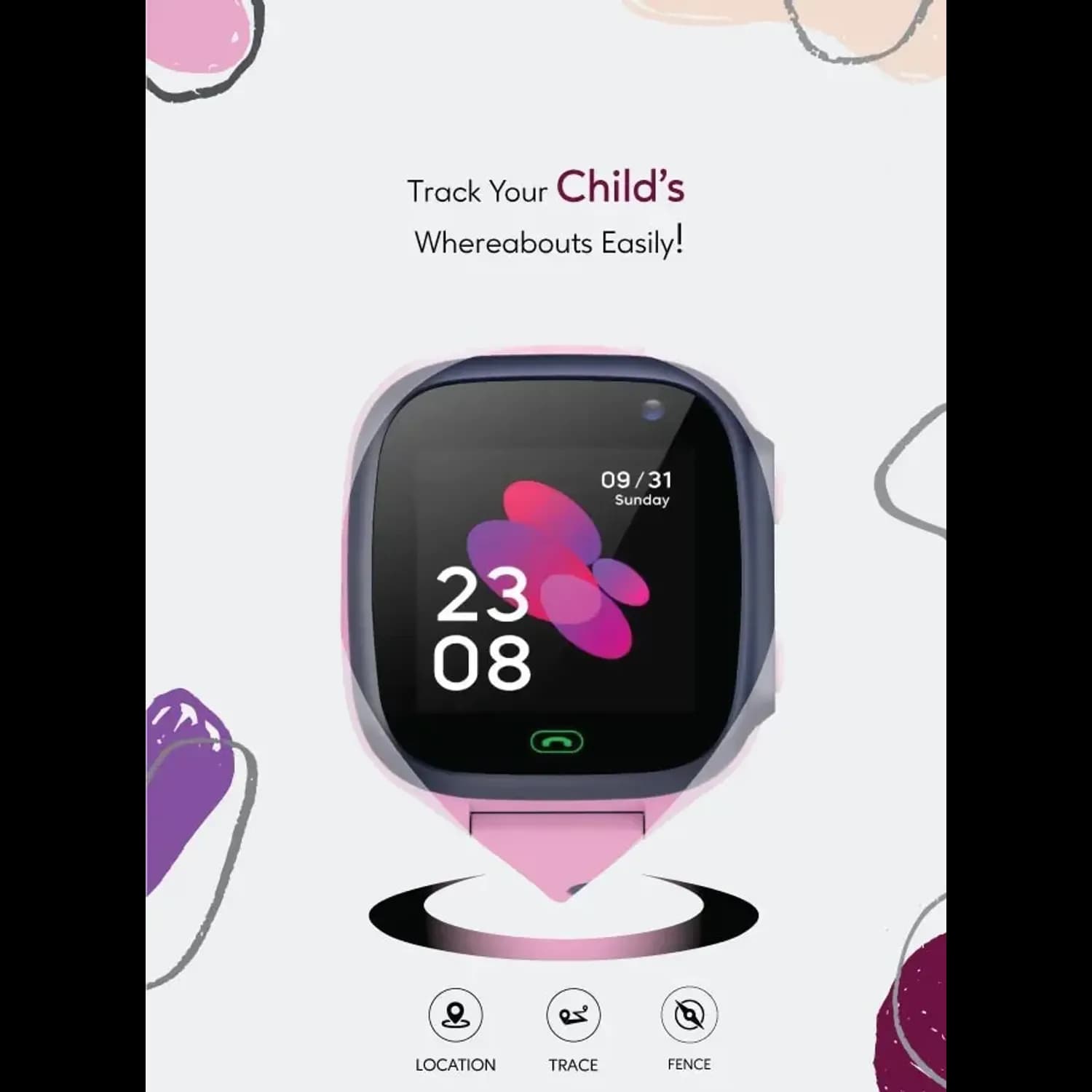Green Lion Kids Smart Watch Series-1 - 1.44” HD Display, Pink 5