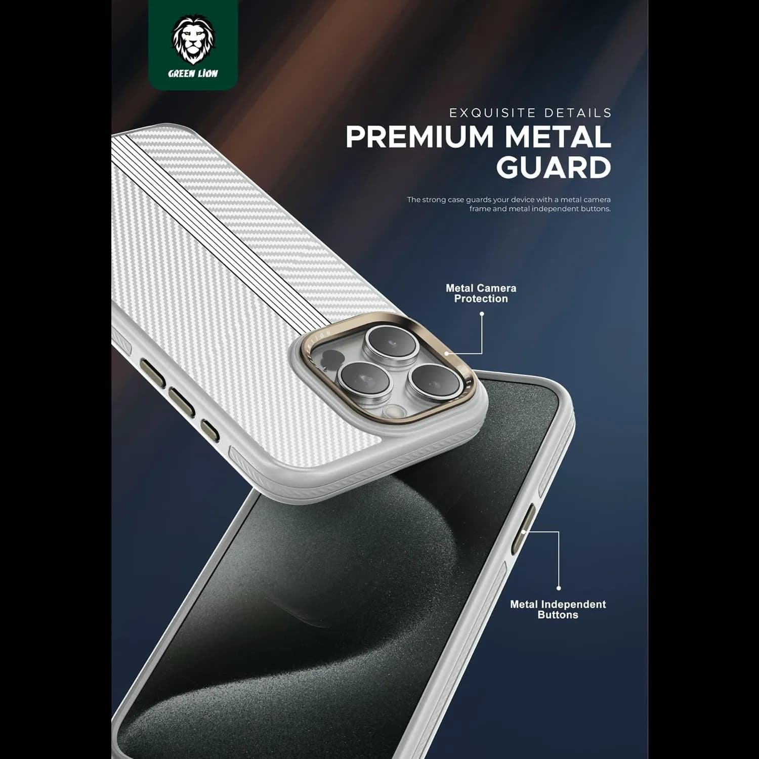 Green Lion Case iPhone 15 Pro - Kevlar Design, Titanium 2