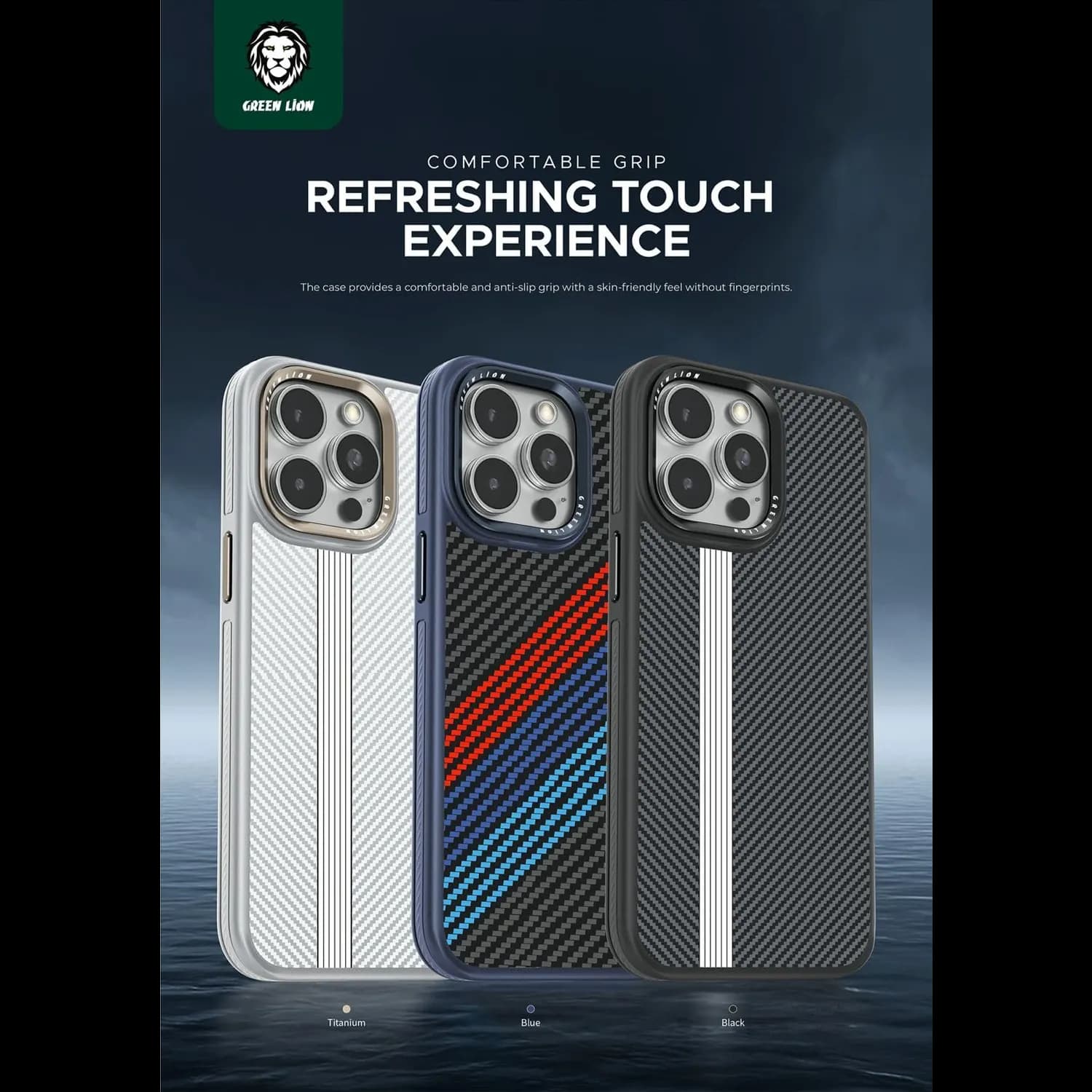 Green Lion Case iPhone 15 Pro - Kevlar Design, Titanium 3