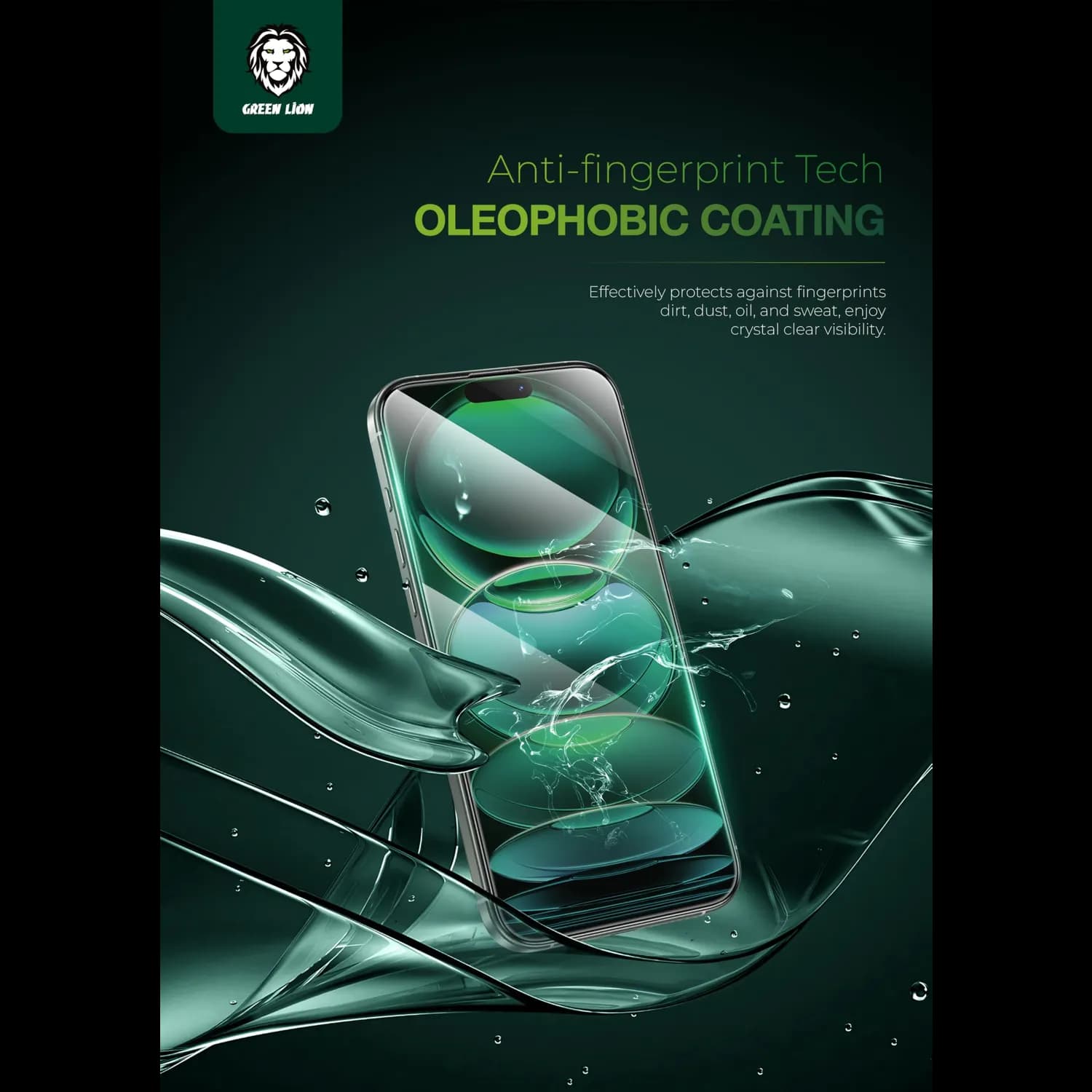 Green Lion Screen Protector iPhone 16 Pro - 3D Curved, Anti-Fingerprint, Clear 5