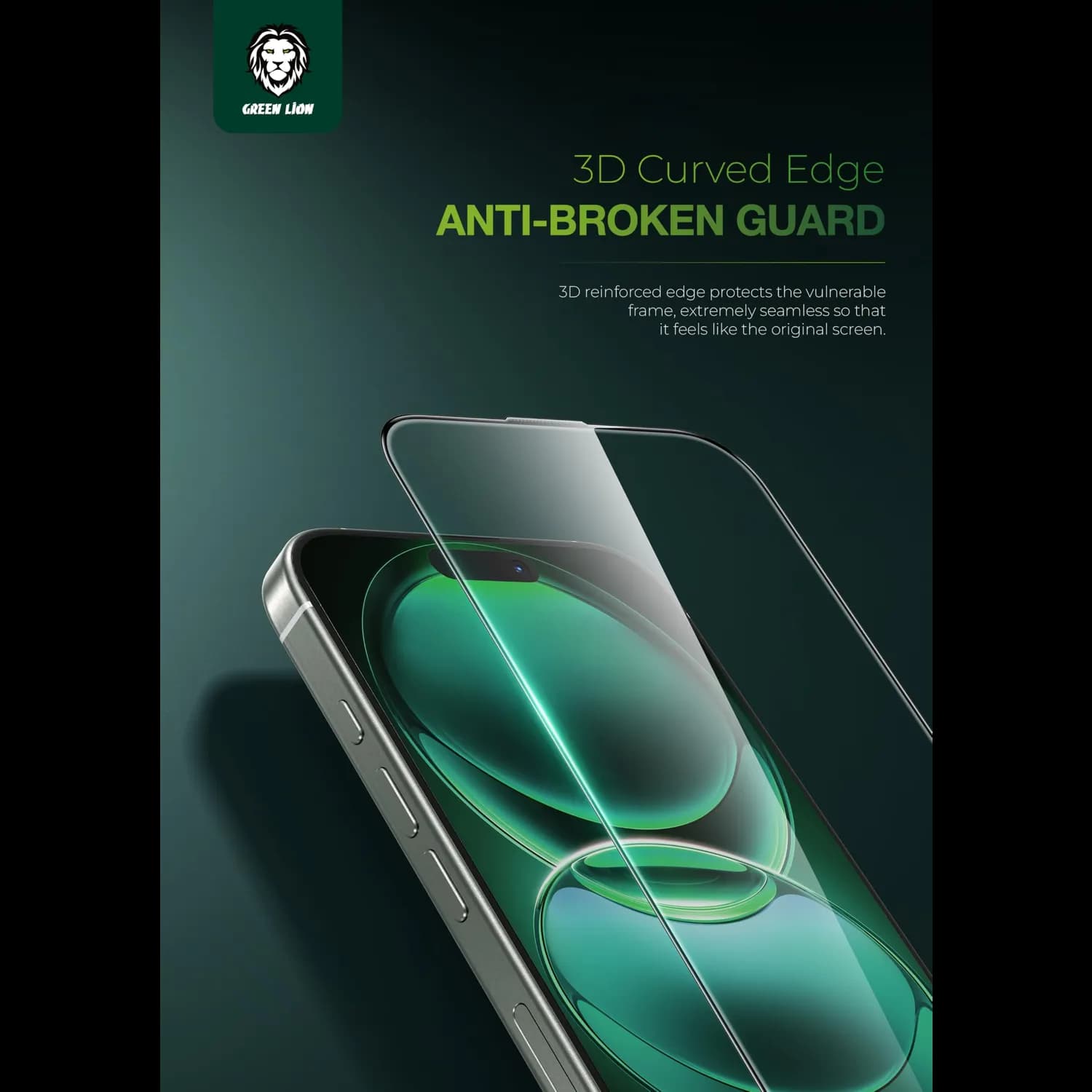 Green Lion Screen Protector iPhone 16 Pro Max - 3D Curved, Clear 2