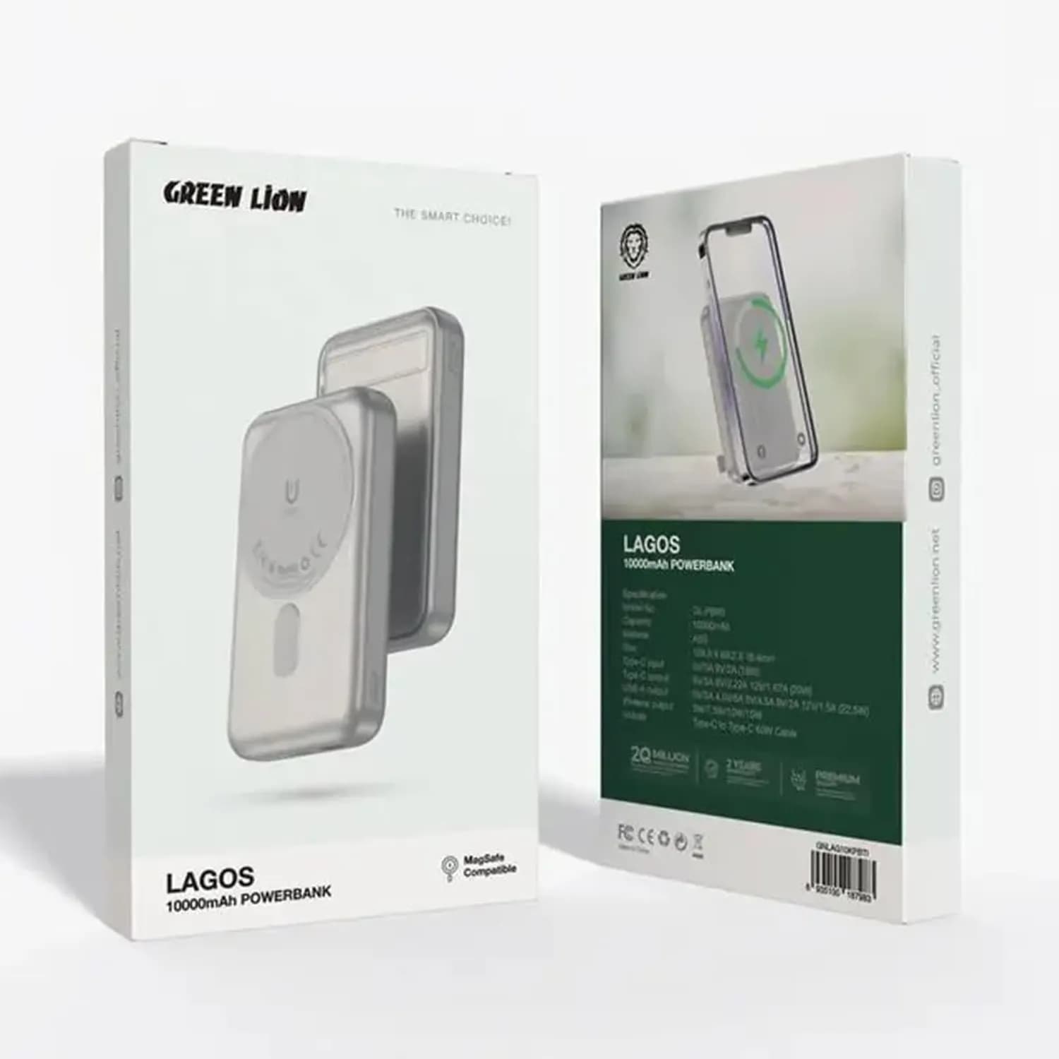 Green Lion Power Bank Lagos - 10000mAh PD 20W Wireless, Titanium 4