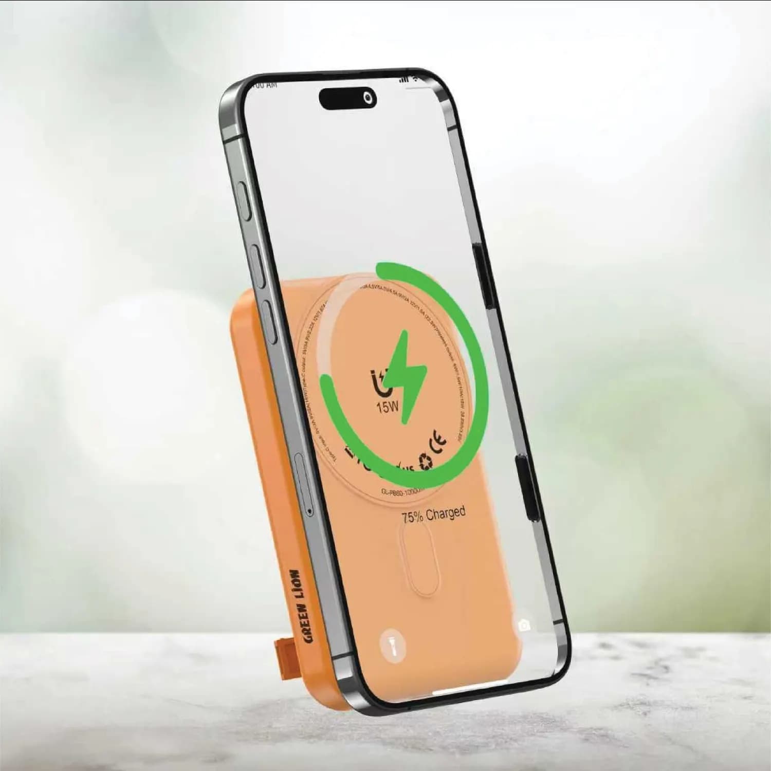 Green Lion Power Bank Lagos - 10000mAh PD 20W Wireless, Orange 2