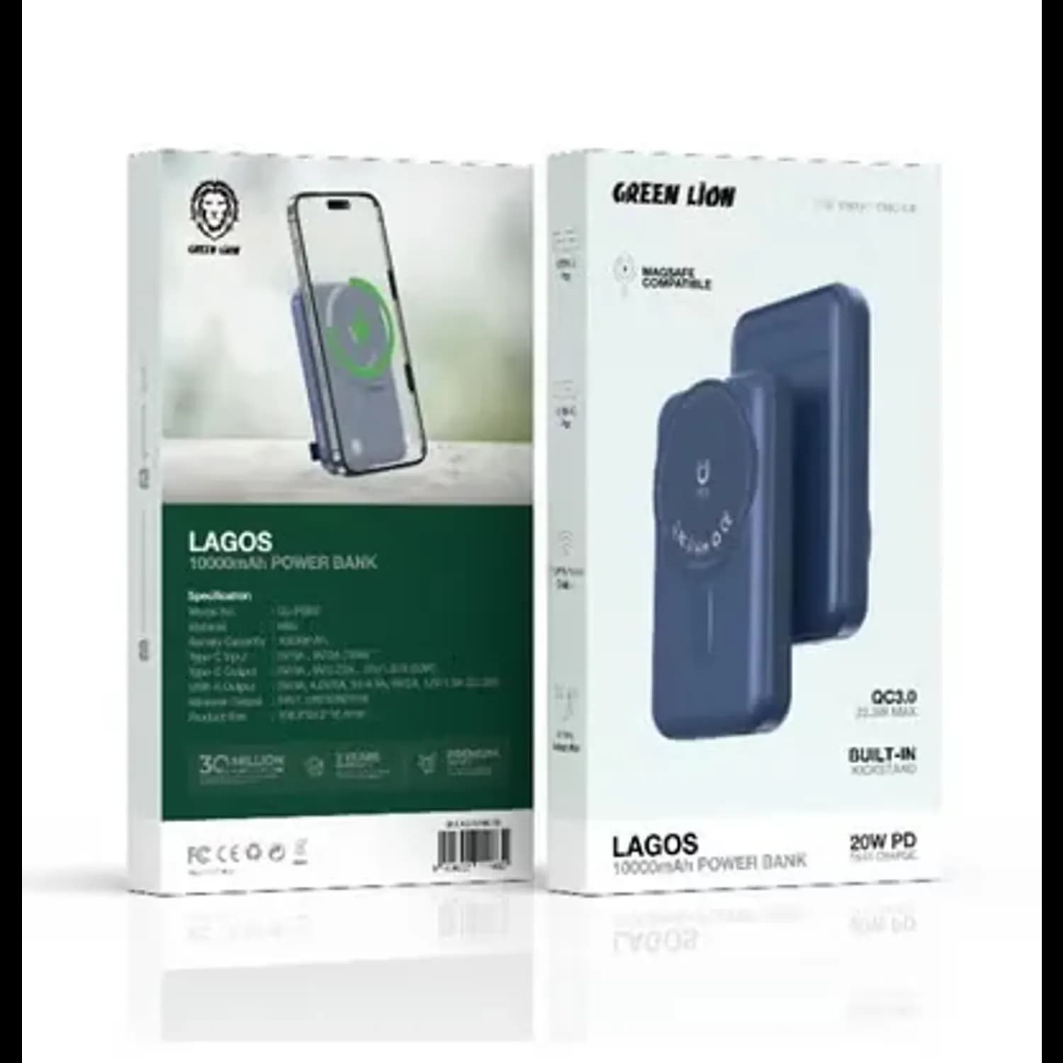 Green Lion Power Bank Lagos - 10000mAh, PD 20W, Wireless, Blue 3