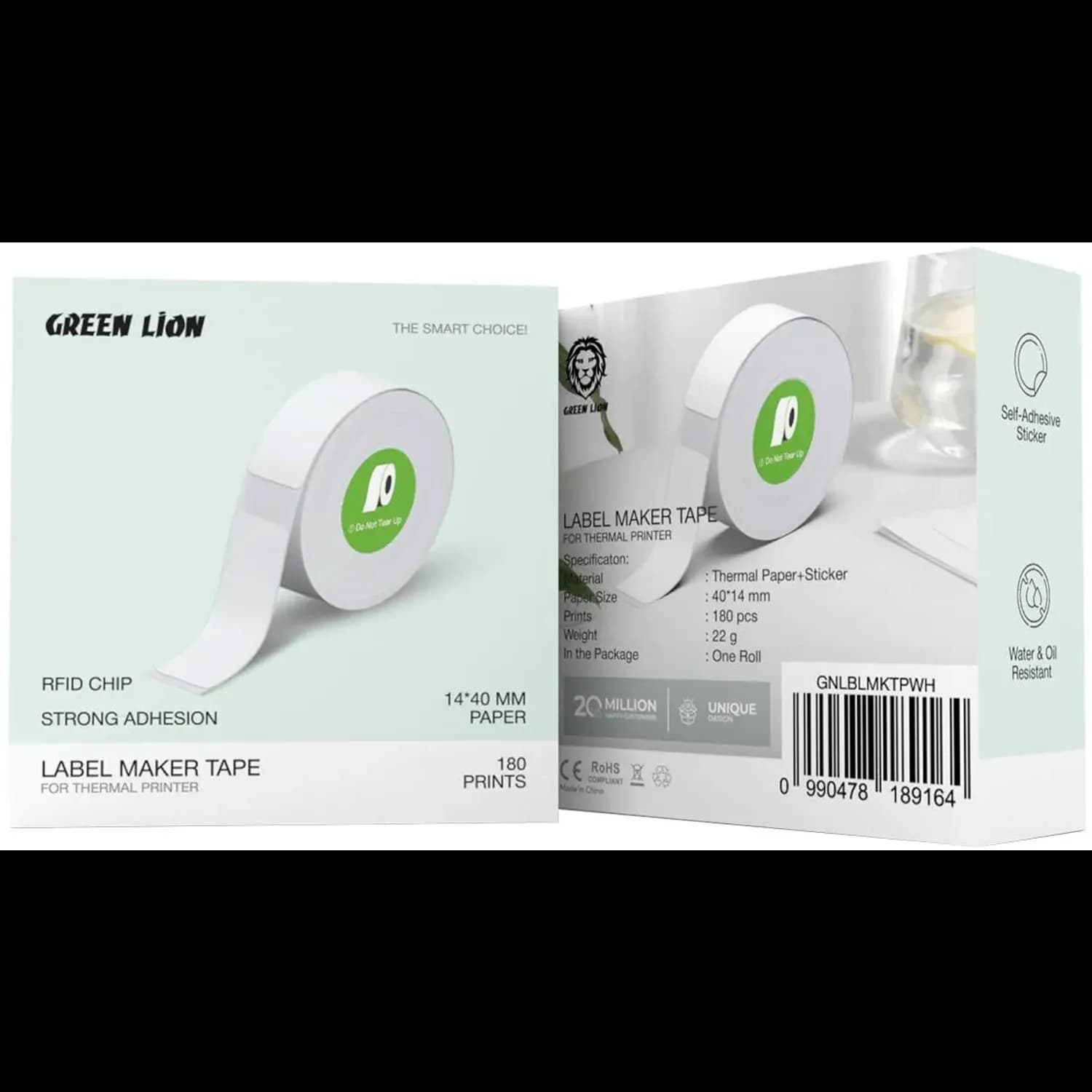 Green Lion Label Maker Tape - 40x14mm, White 3