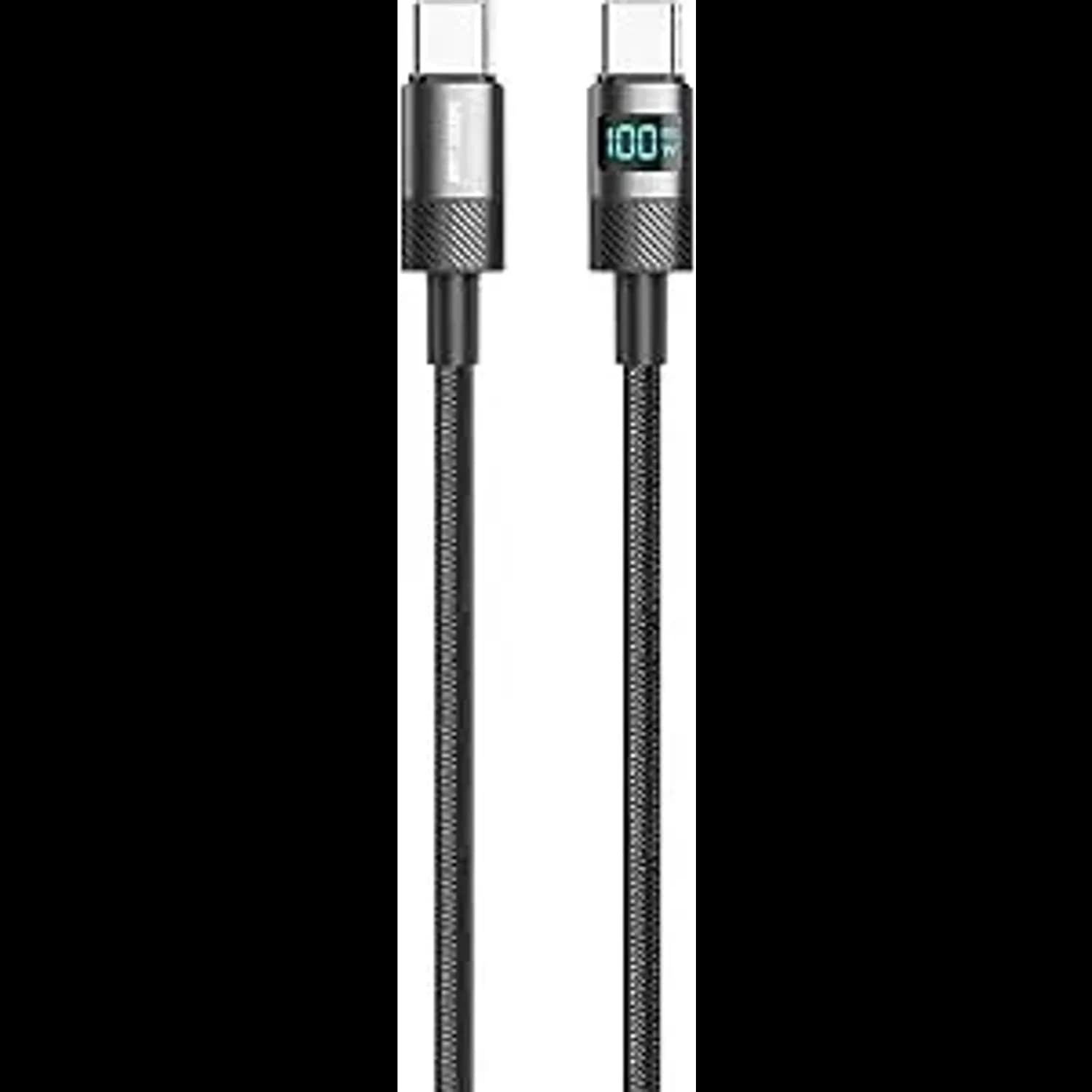 Green Lion USB-C Cable - 100W Fast Charging, LED Display, Black 1
