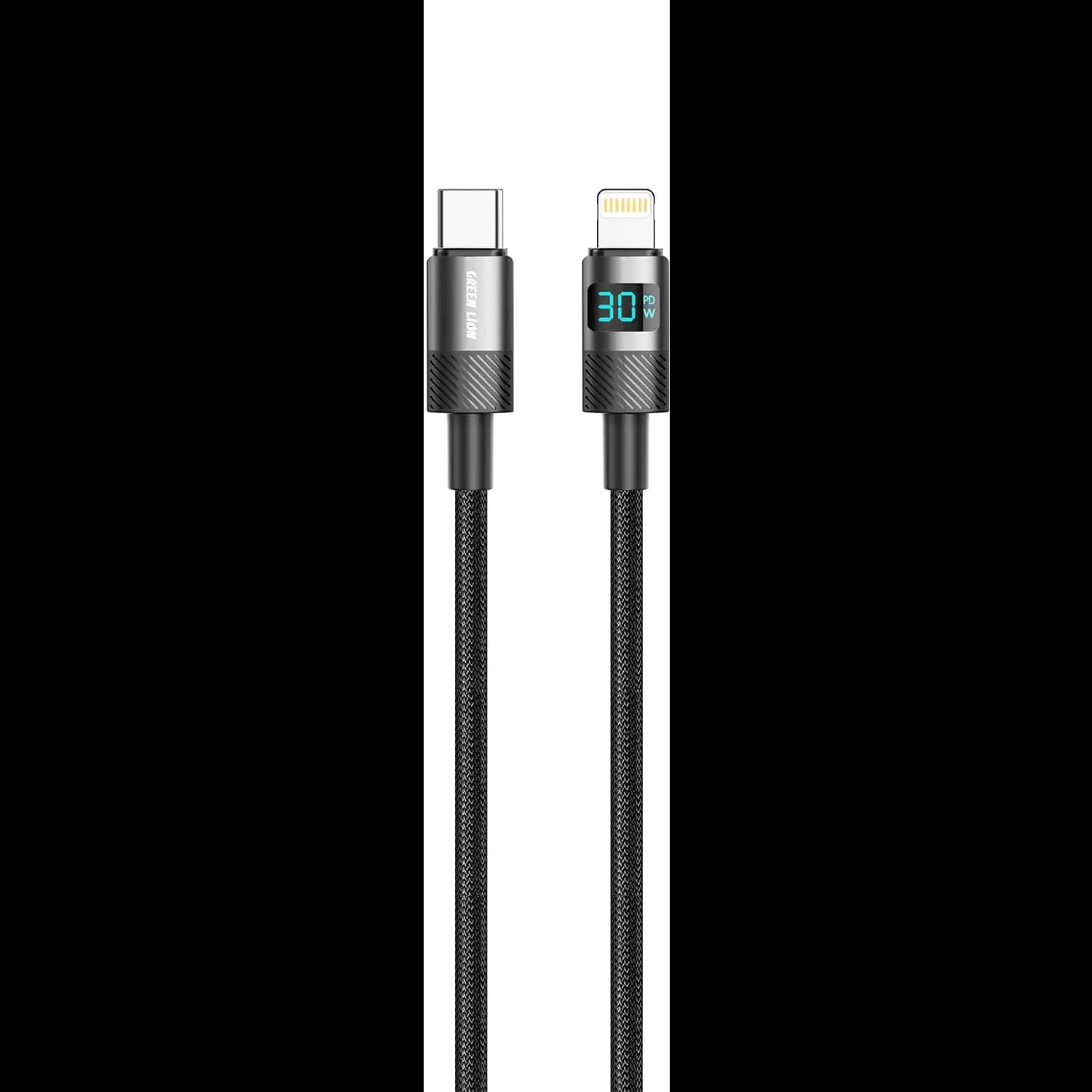 Green Lion USB-C to Lightning Cable - 30W Fast Charge, LED Display, Black 1 Green Lion USB-C to Lightning Cable - 30W Fast Charge, LED Display, Black 1