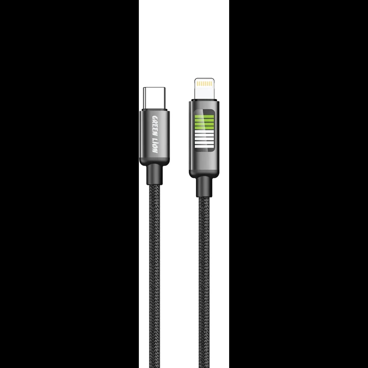 Green Lion Charging Cable - USB-C to Lightning, LED, Black 1
