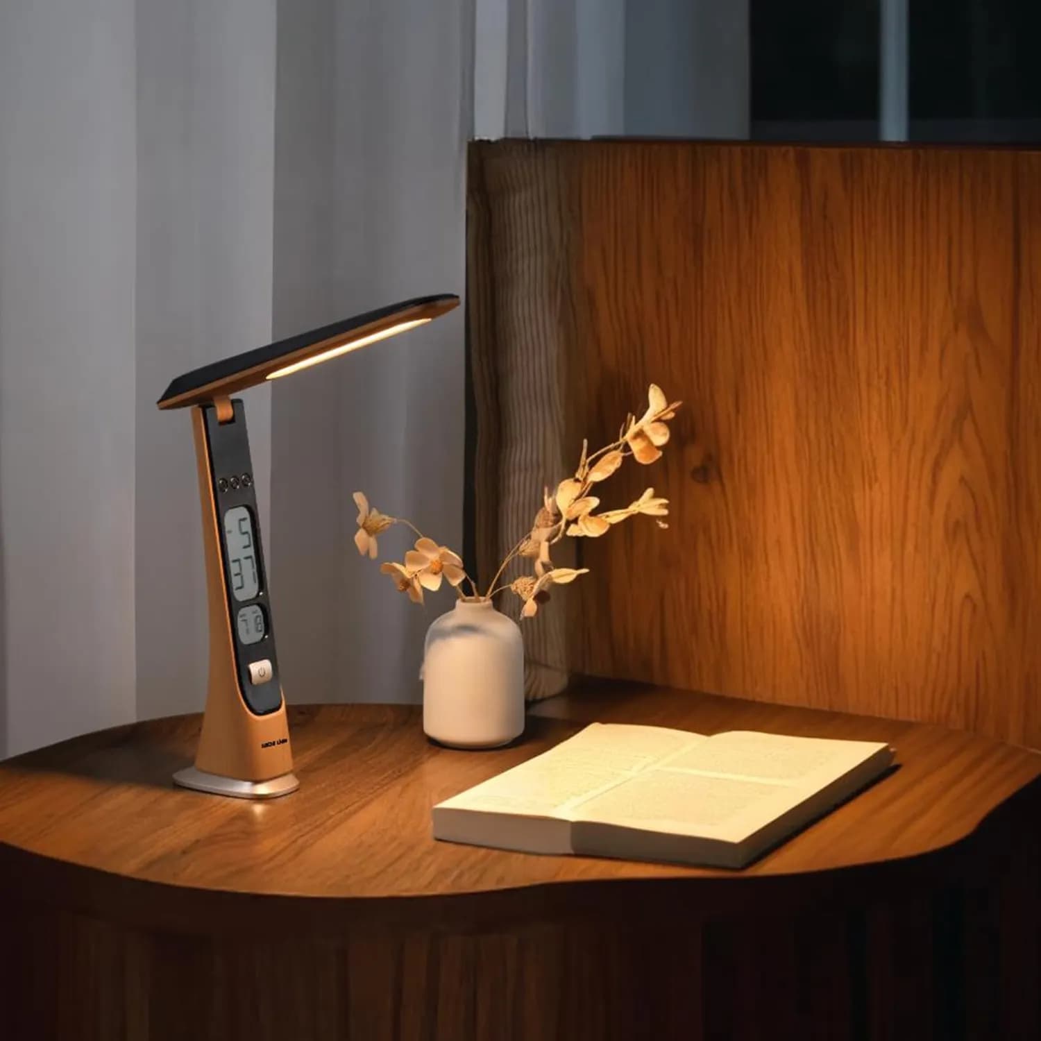 Green Lion LED Table Lamp - Adjustable Brightness, Wooden 2