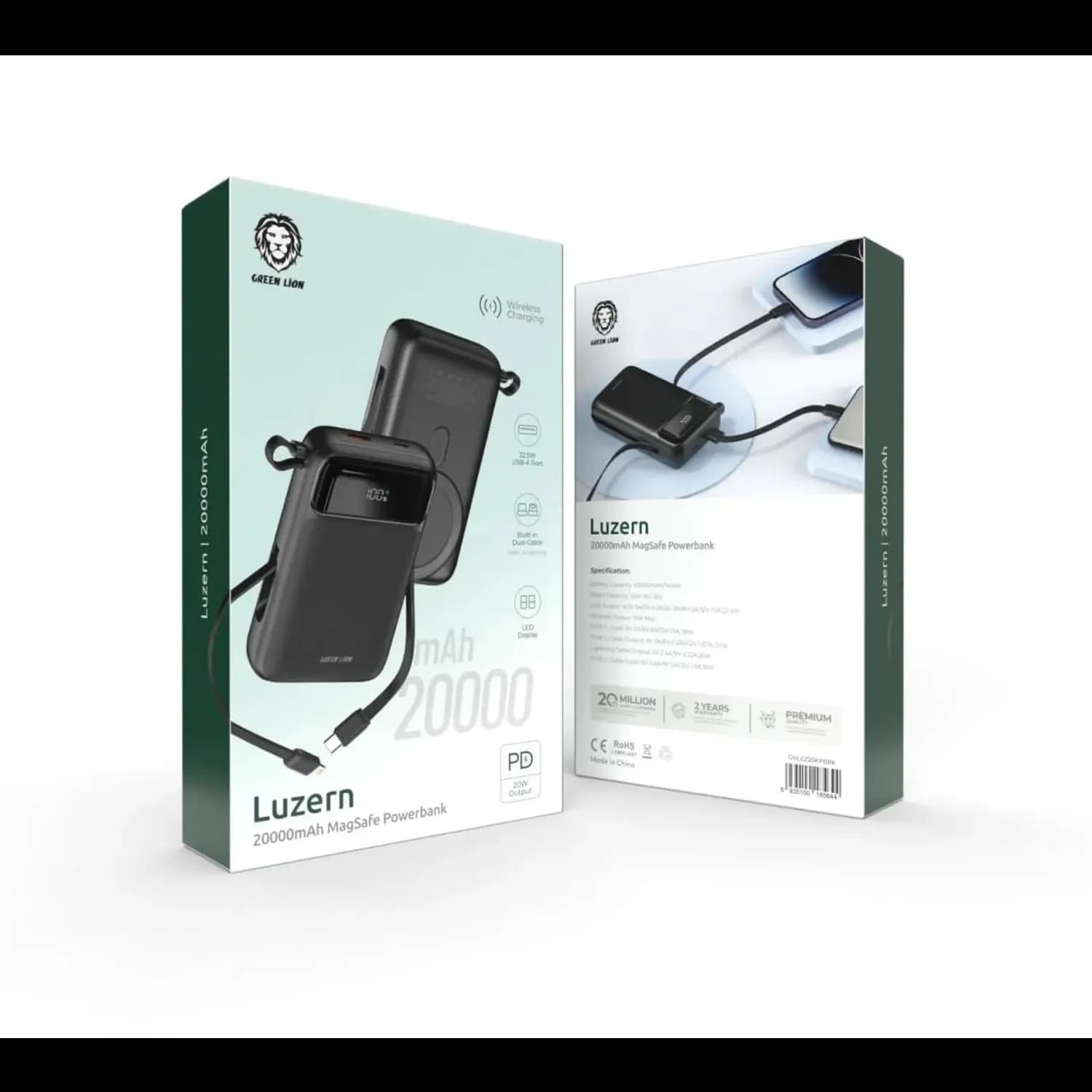 Green Lion Power Bank Luzern - 20000mAh, Wireless 15W, Black 4