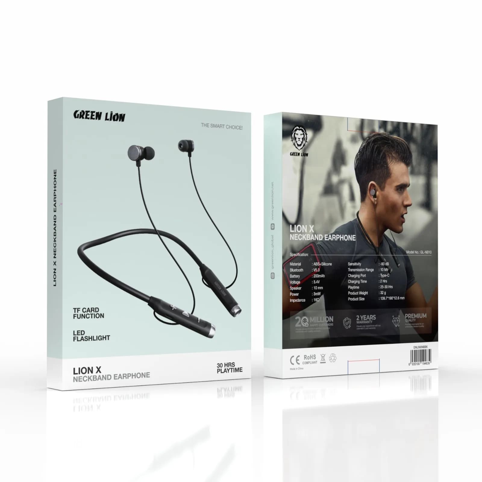 Green Lion X Neckband Earphone - Black 2