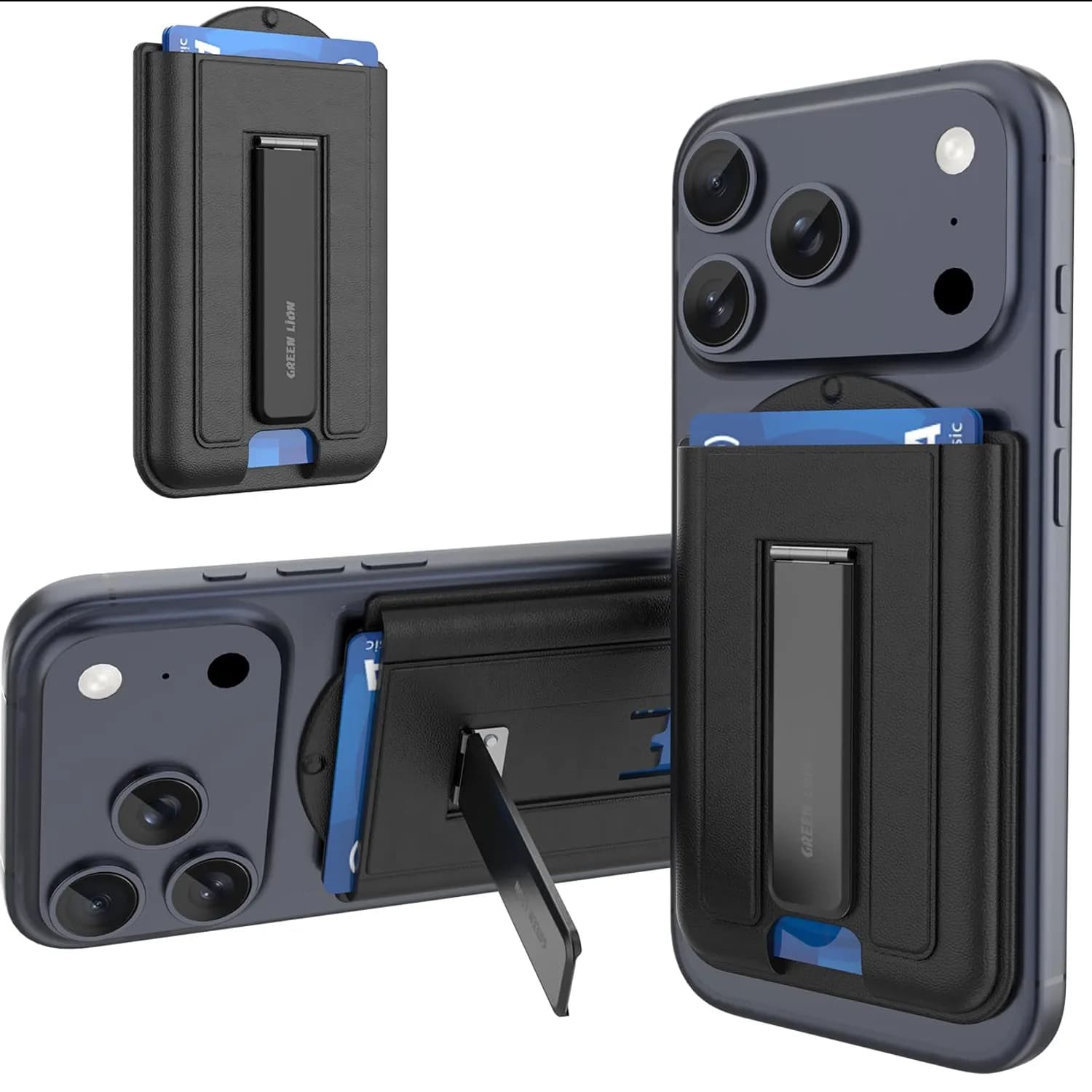 Green Lion Mag Wallet Kickstand - 2 Card, Adjustable, Black — Orange 2