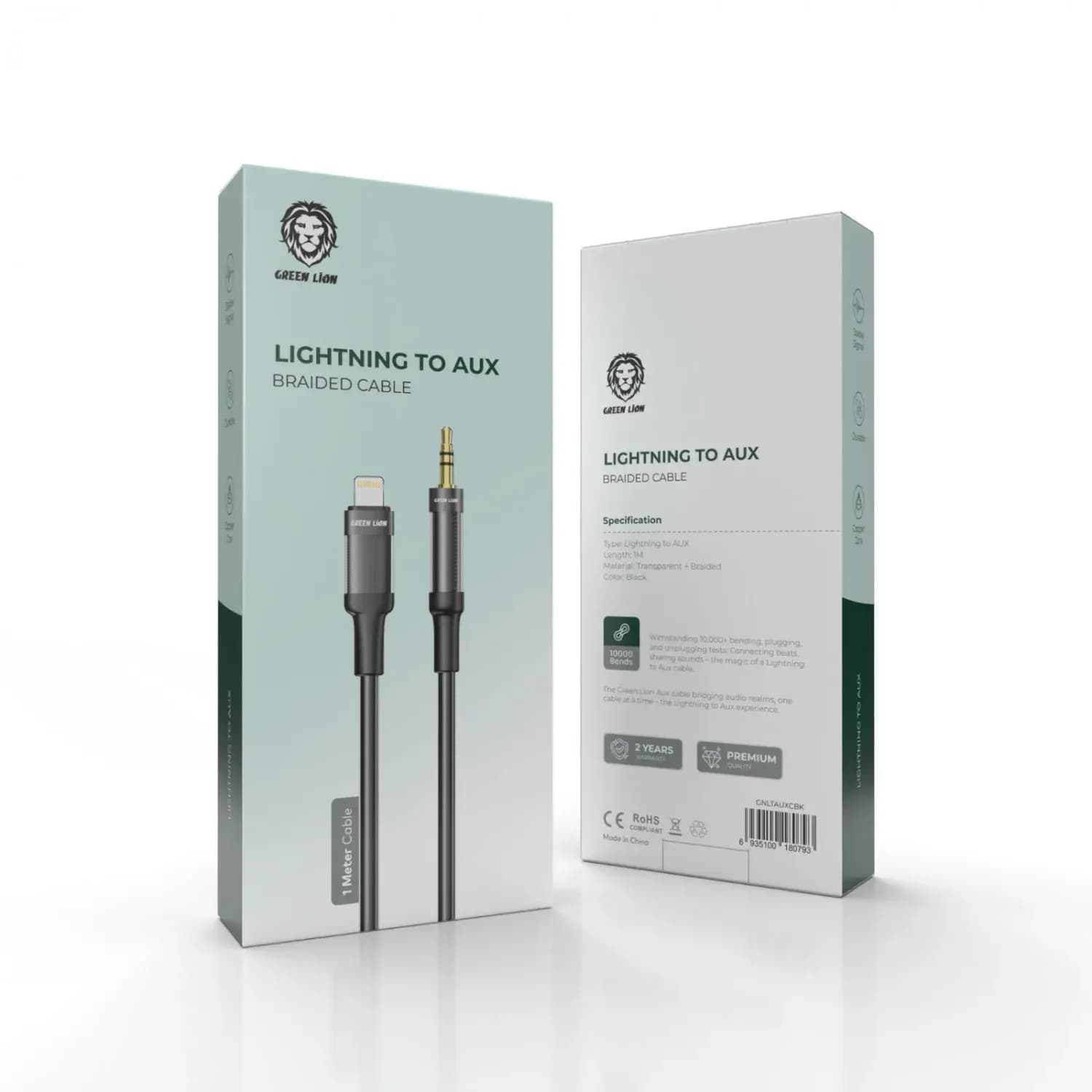 Green Lion Lightning to AUX Cable - Braided, Black 5